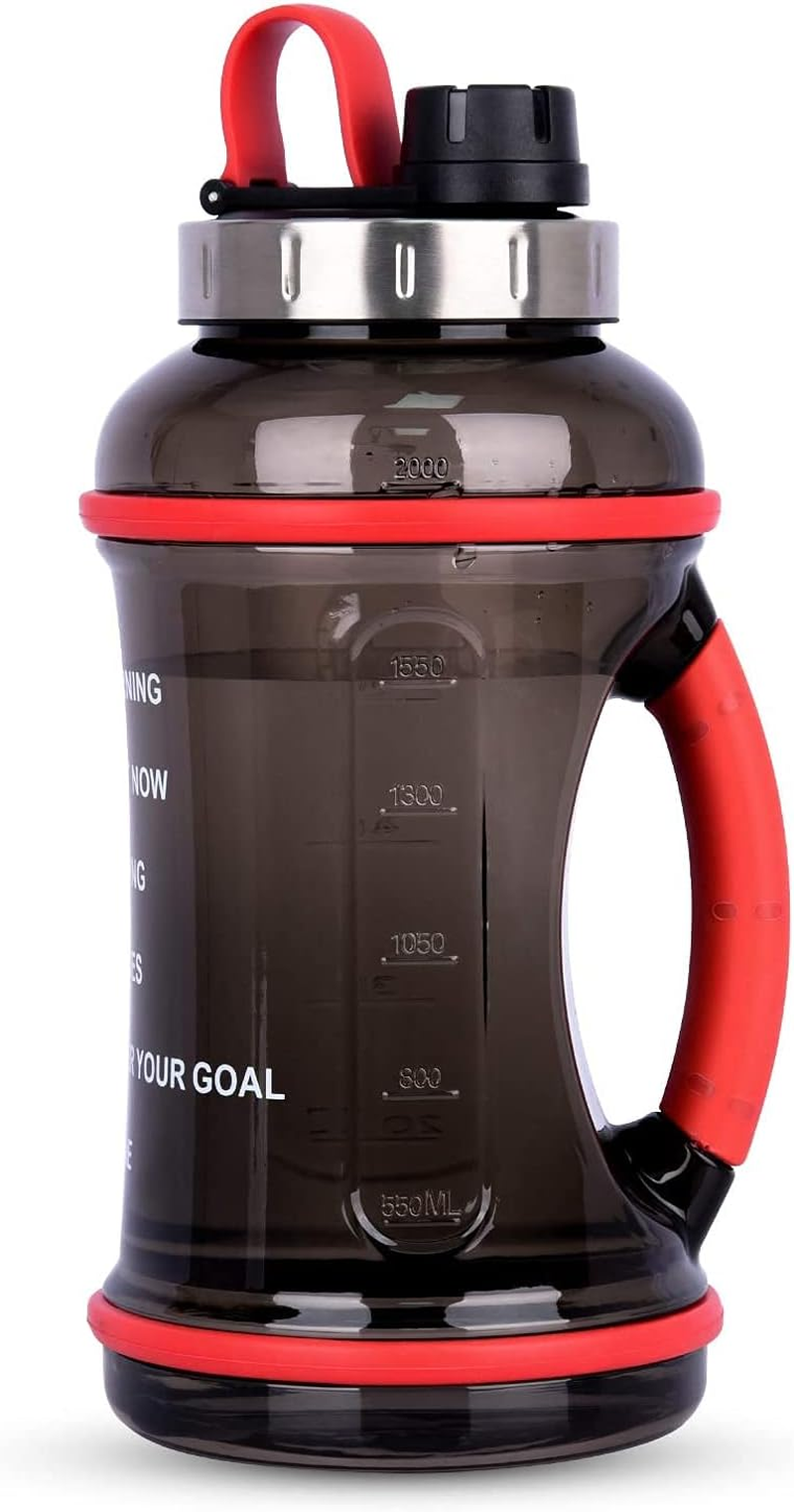 FORWEWAY Large Sports Water Bottle 2.2L Eco-Friendly Bpa-Free Leak-Proof Extra-Strong Reusable Durable with Capacity Maeker Big Water Container for Outdoor Fitness Cycling Hiking Camping (2.2L Black)