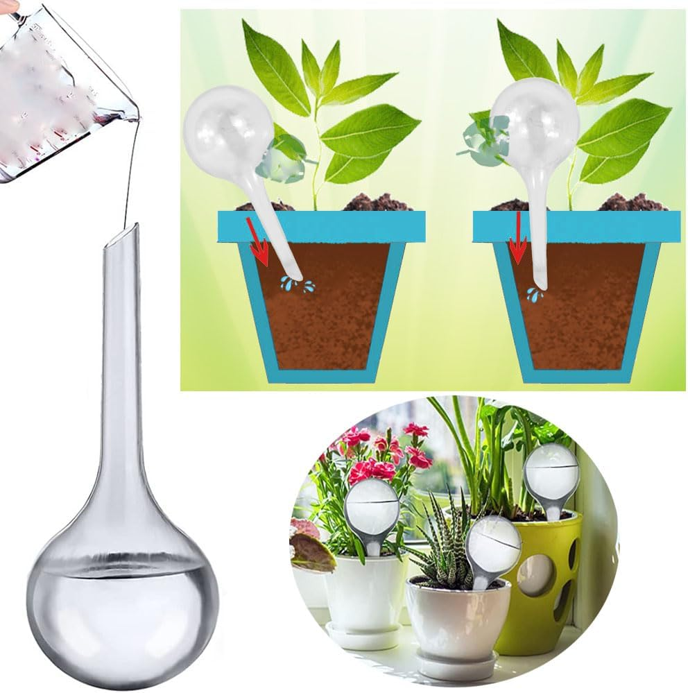 Esforzarse 12 Pcs Plant Watering Bulbs, Clear Plant Self-Watering Globes, Automatic Water Device for Garden Indoor Outdoor(13.5 &times; 5.1 Cm)
