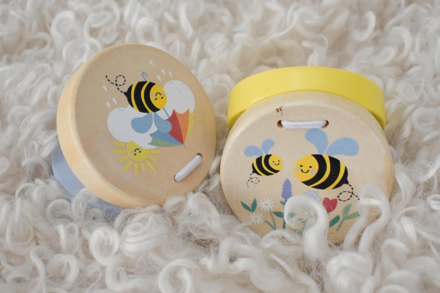 Koala Dream - Buzzy Days BEE Wooden Castanets - Set of 2- Musical Toys for Toddlers and Kids image number 2