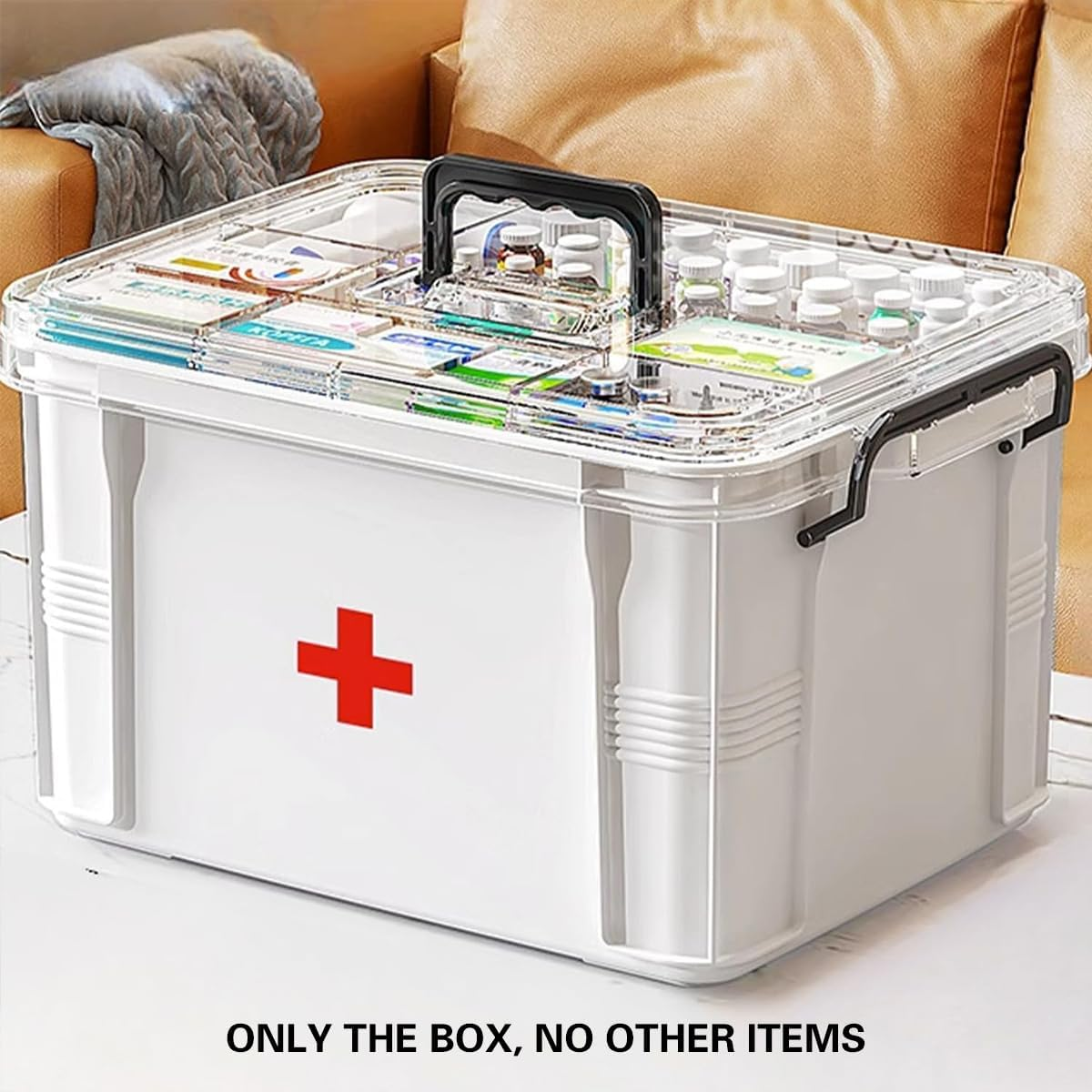 AIMALL Multi-Layer Medicine Storage Box &ndash; Transparent Medical Emergency Storage Box with Large Capacity for Household First Aid &ndash; PP Material, Easy Open Design, 2 Sizes image number 6