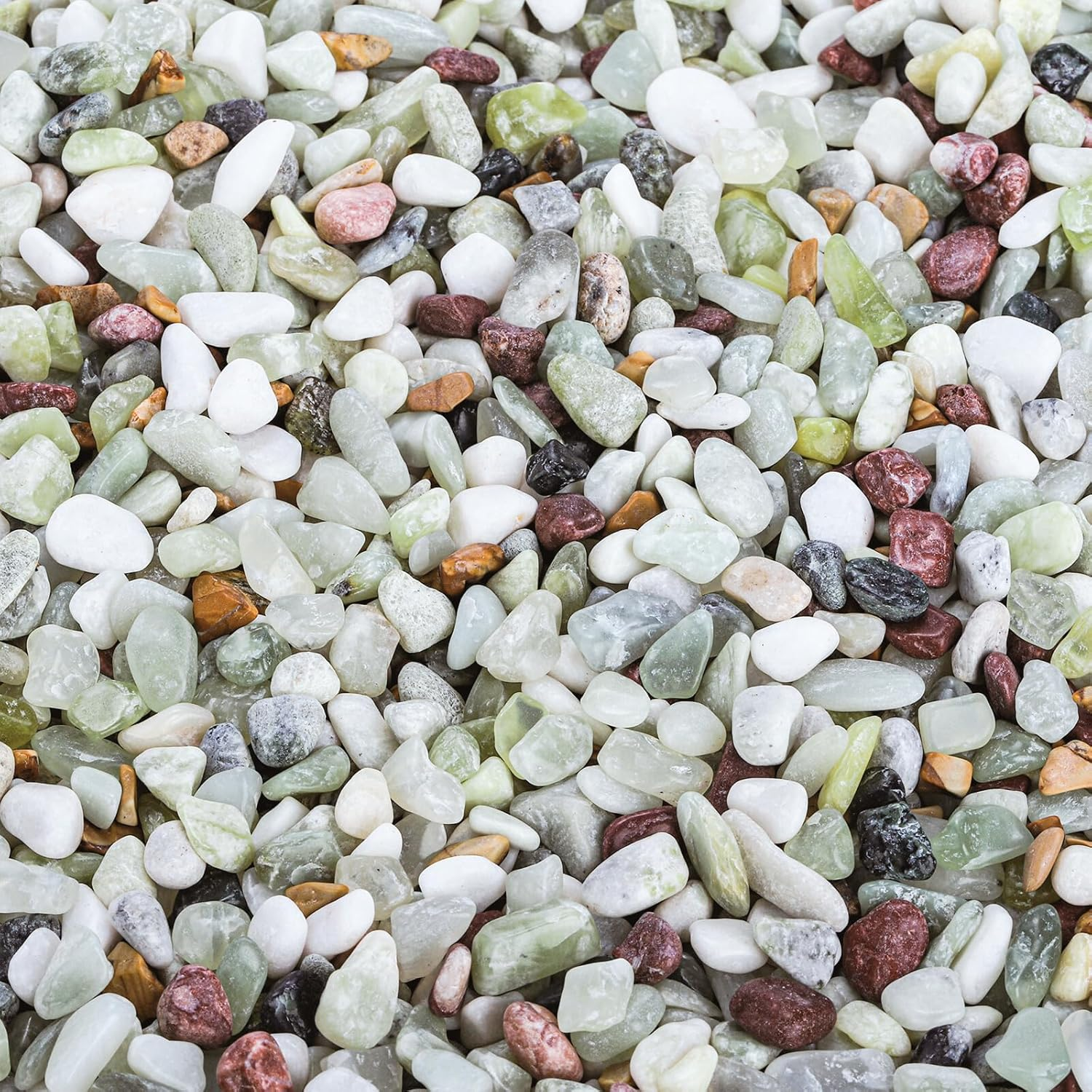 ZENFUN 6 LB Small Jade Pebble, 3/8 Inchdecorative Polished Stones, Mixed Color Rock Gravel for Plant, Aquarium image number 1