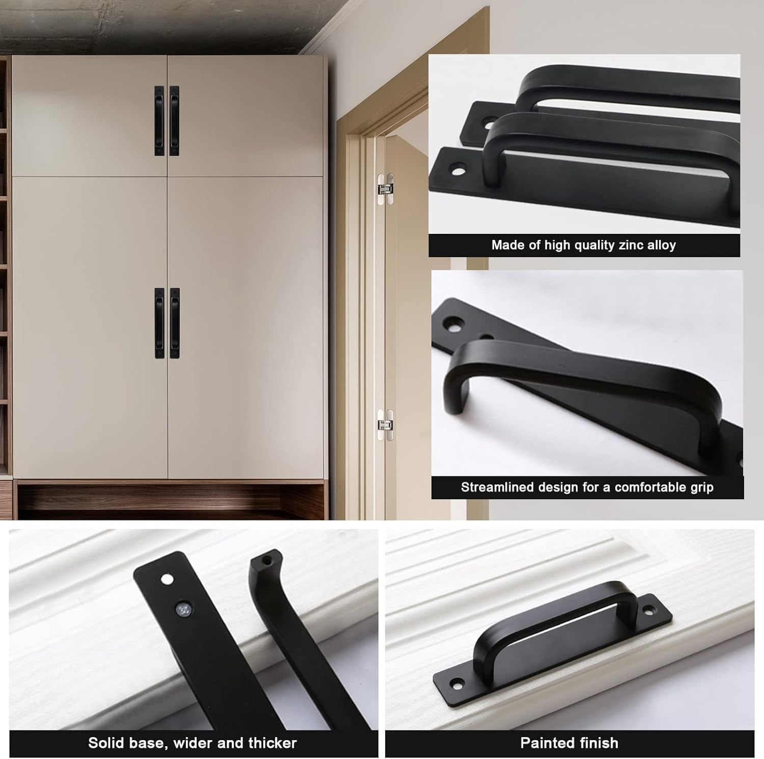 2 Pack Aluminum Alloy Barn Door Handles - 5.79In Cabinet Door Handle with Screws,Indoor/Outdoor Use for Sliding Doors, Cabinets, Wardrobes