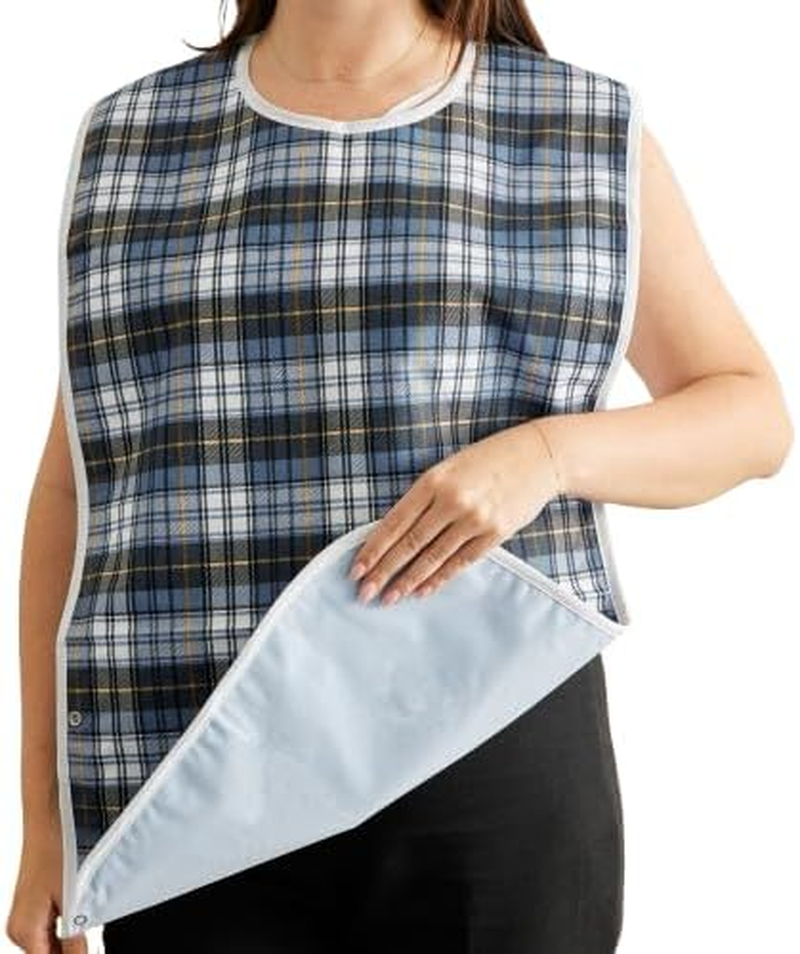 Invizi Waterproof Adult Bibs &ndash; 3 Pack of Reusable Clothing Protectors with Spill Tray, Adjustable Neck, Waterproof Backing & Machine Washable, 90X45Cm image number 3