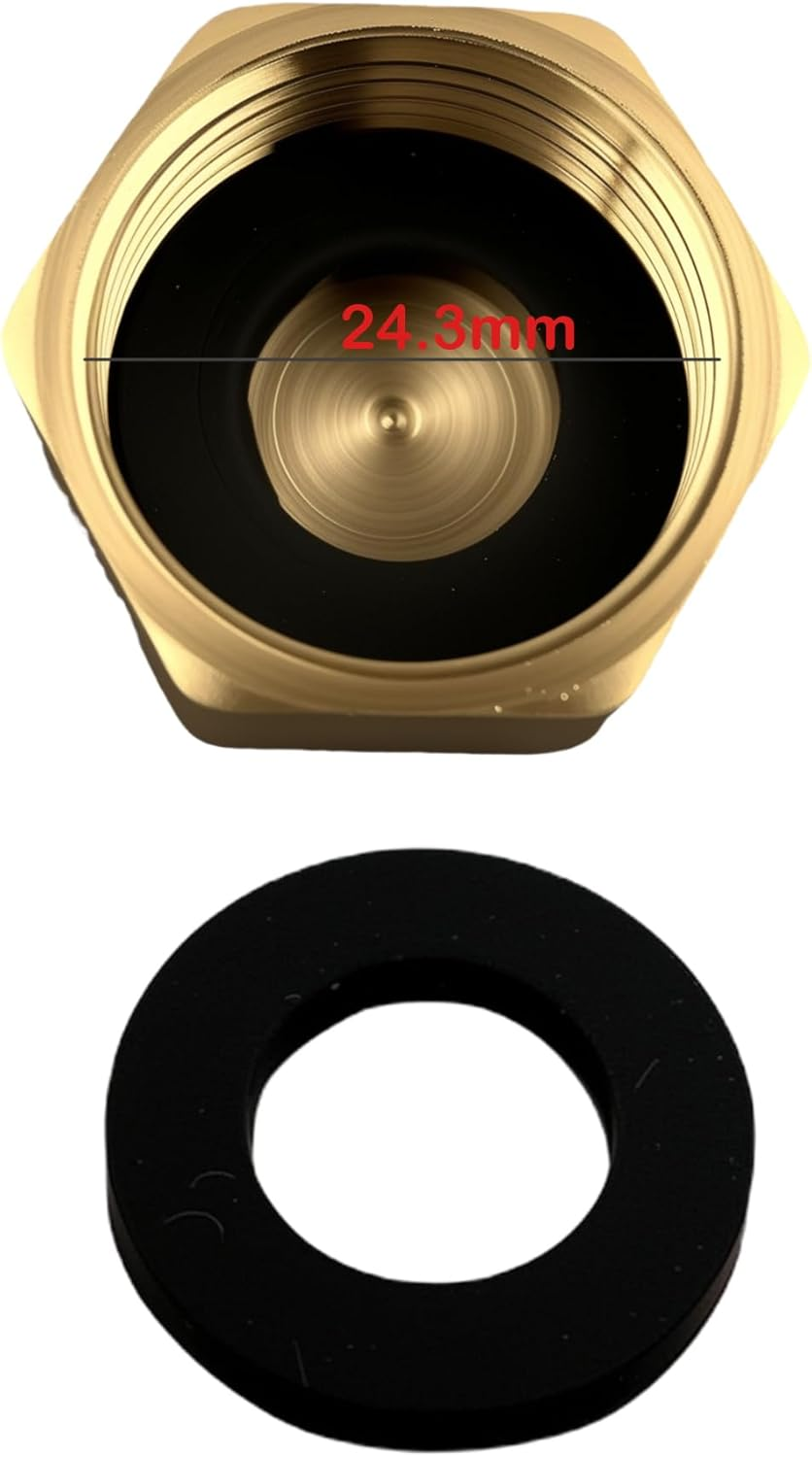 EFGTEK 4 Pack Inner Diameter 2.5 Cm Garden Brass Hose Cap,Brass Washing Machine Blanking Nut & Washer Connectors with Washers,Female Watering Fittings image number 4