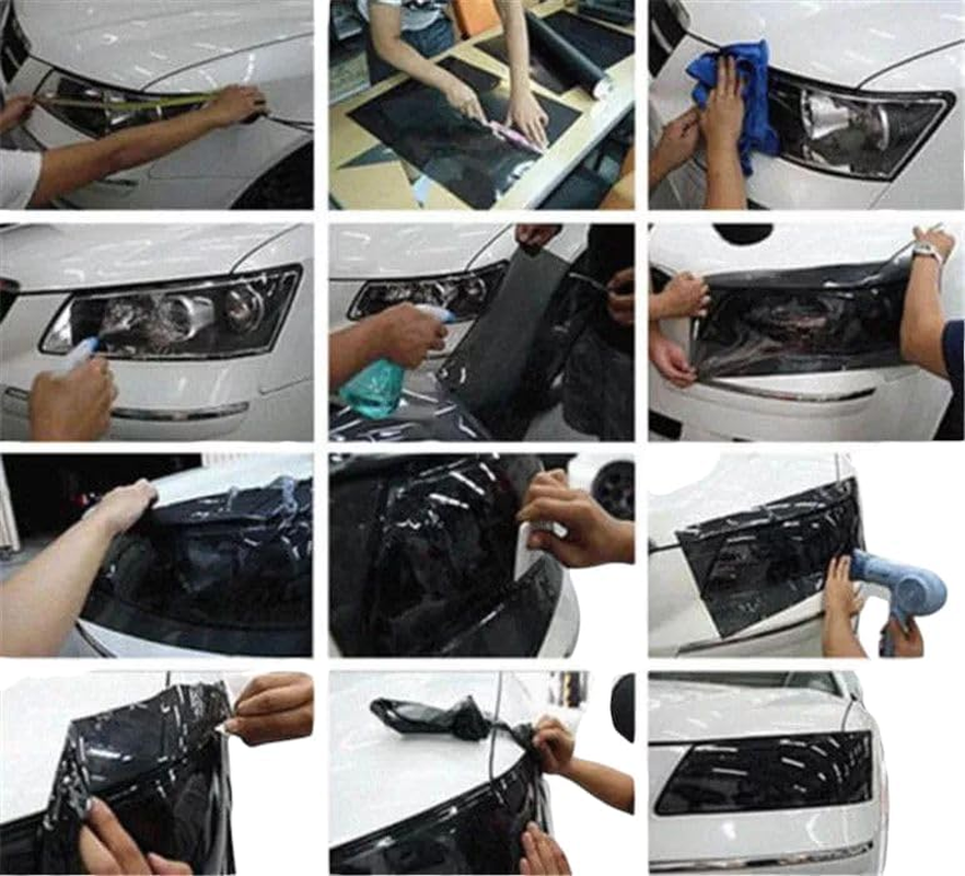Self-Adhesive Car Headlight Tint Film, PVC, 180Cm X 40Cm, Dark Black, Light Black, Matt Black (Light Black) image number 1