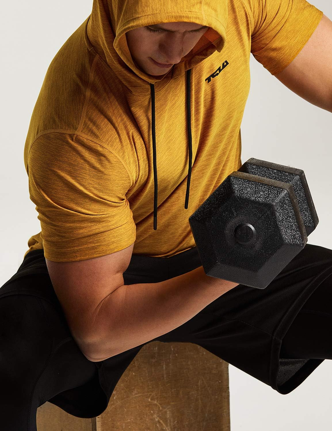 TSLA Men'S Short Sleeve Pullover Hoodies, Dry Fit Running Workout Shirts, Athletic Fitness & Gym Shirt image number 2