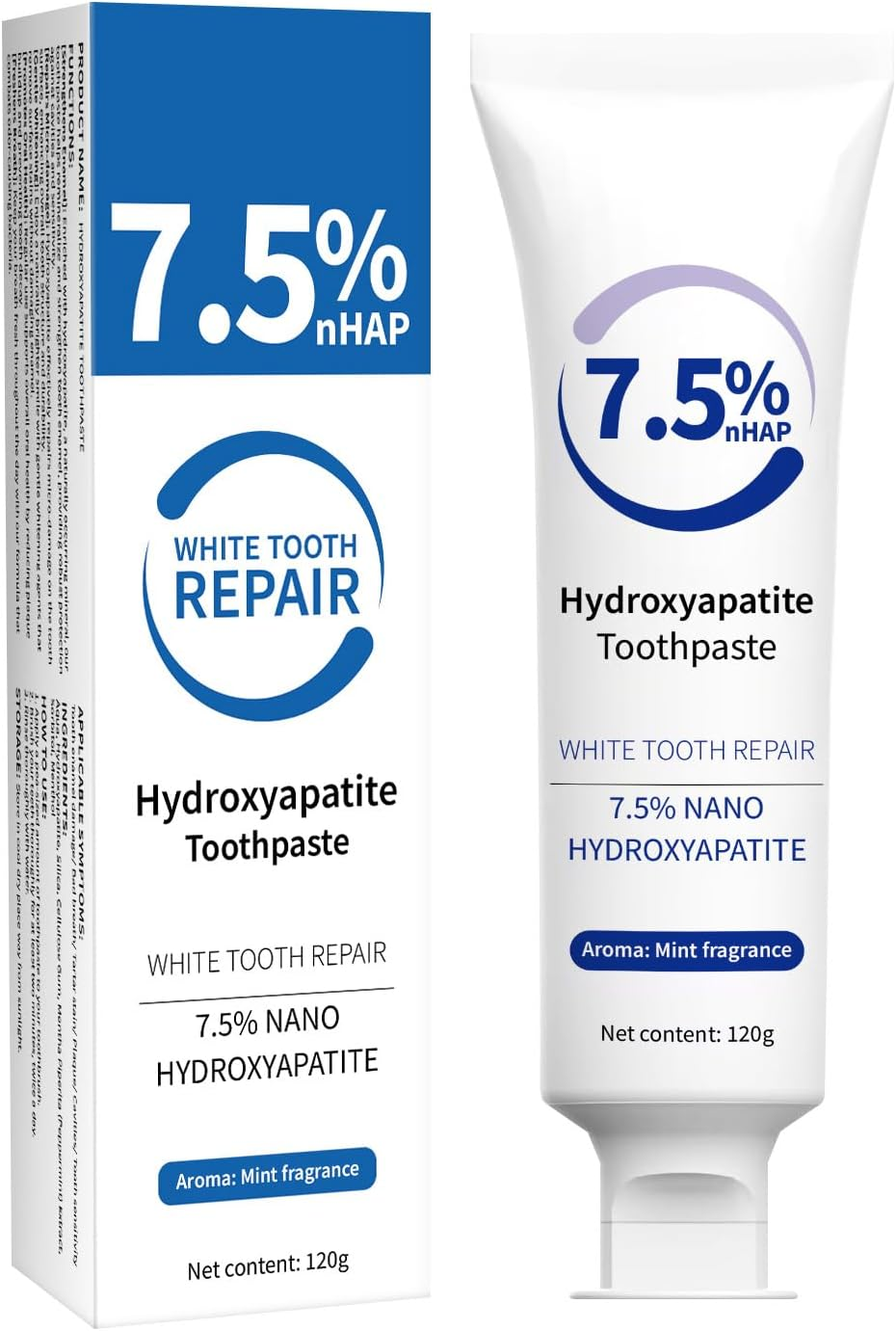 7.5% Hydroxyapatite Toothpaste, Nano Hydroxyapatite Toothpaste for Gentle Teeth Whitening, Breath Freshening, Teeth Repairing, Oral Health Care image number 4