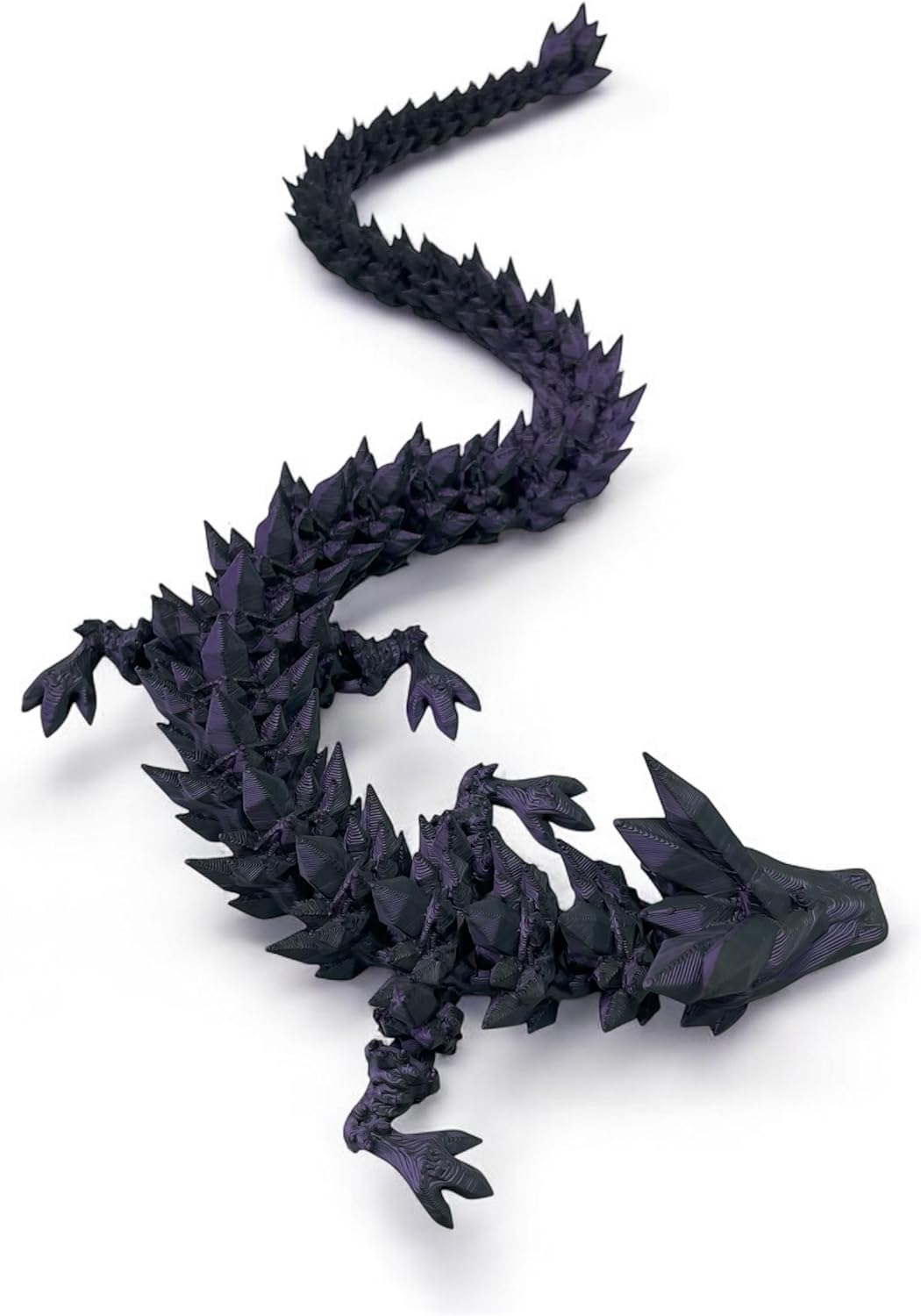 3D Printed Egg with Dragon Inside, Large Crystal Dragon in Scaled Egg with Lucky Coins, Full Articulated Figurine for Adults with ADHD, Autism, Stress and Anxiety Relief (Purple and Black) image number 1