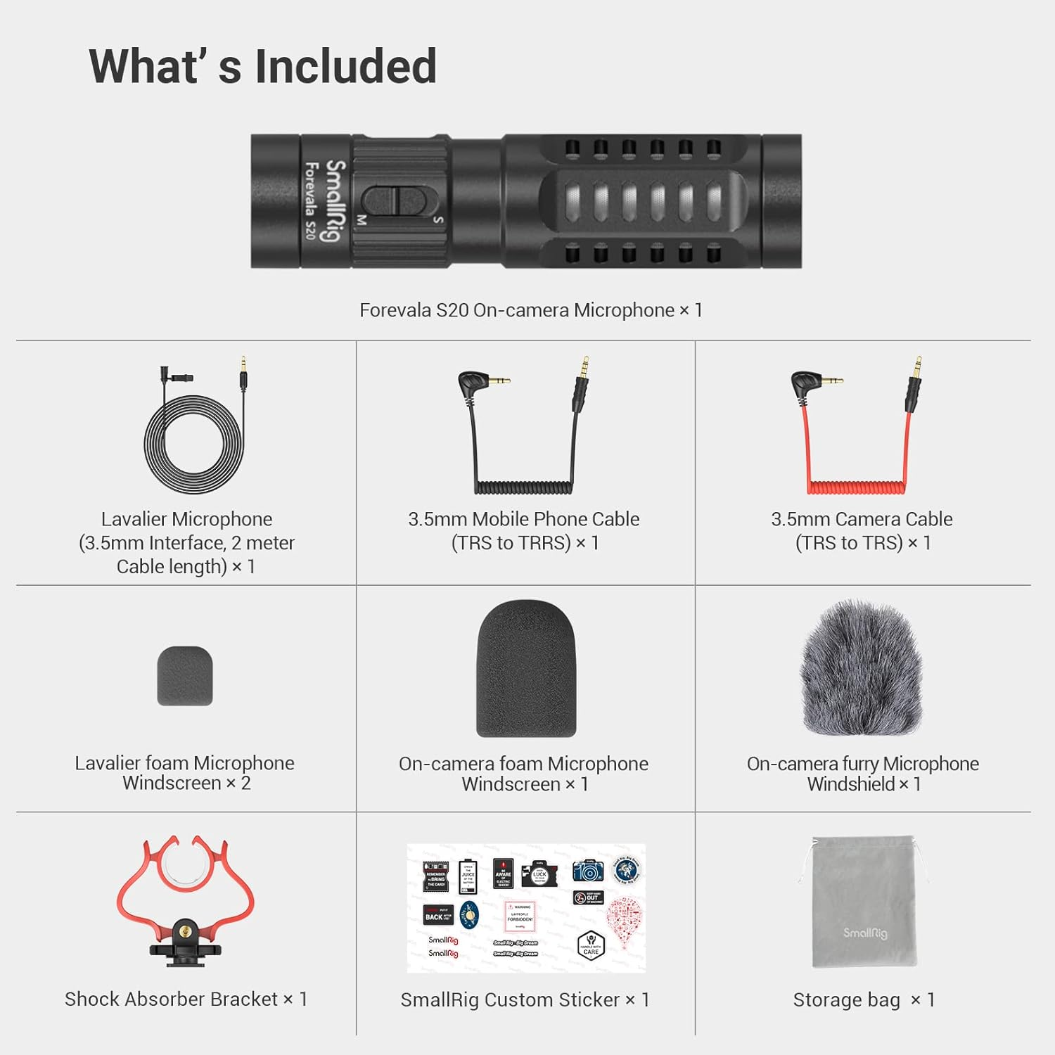 Smallrig Shotgun Microphone with Shock Mount, Compact On-Camera Microphone Dual Mic with Windscreens, for DSLR Cameras and Camcorders, for Iphone, for Android Smartphones - 3468 image number 1