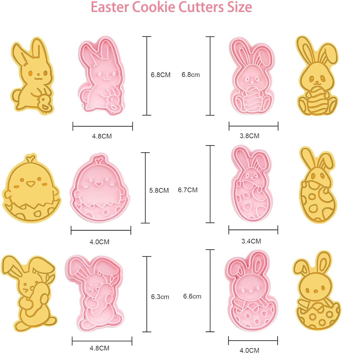 Easter Cookie Cutters Set, 6 Pcs Cookie Cutter with Plunger Stamps, 3D Cookie Stamps for Easter Biscuit Snacks Cheese Baking image number 5