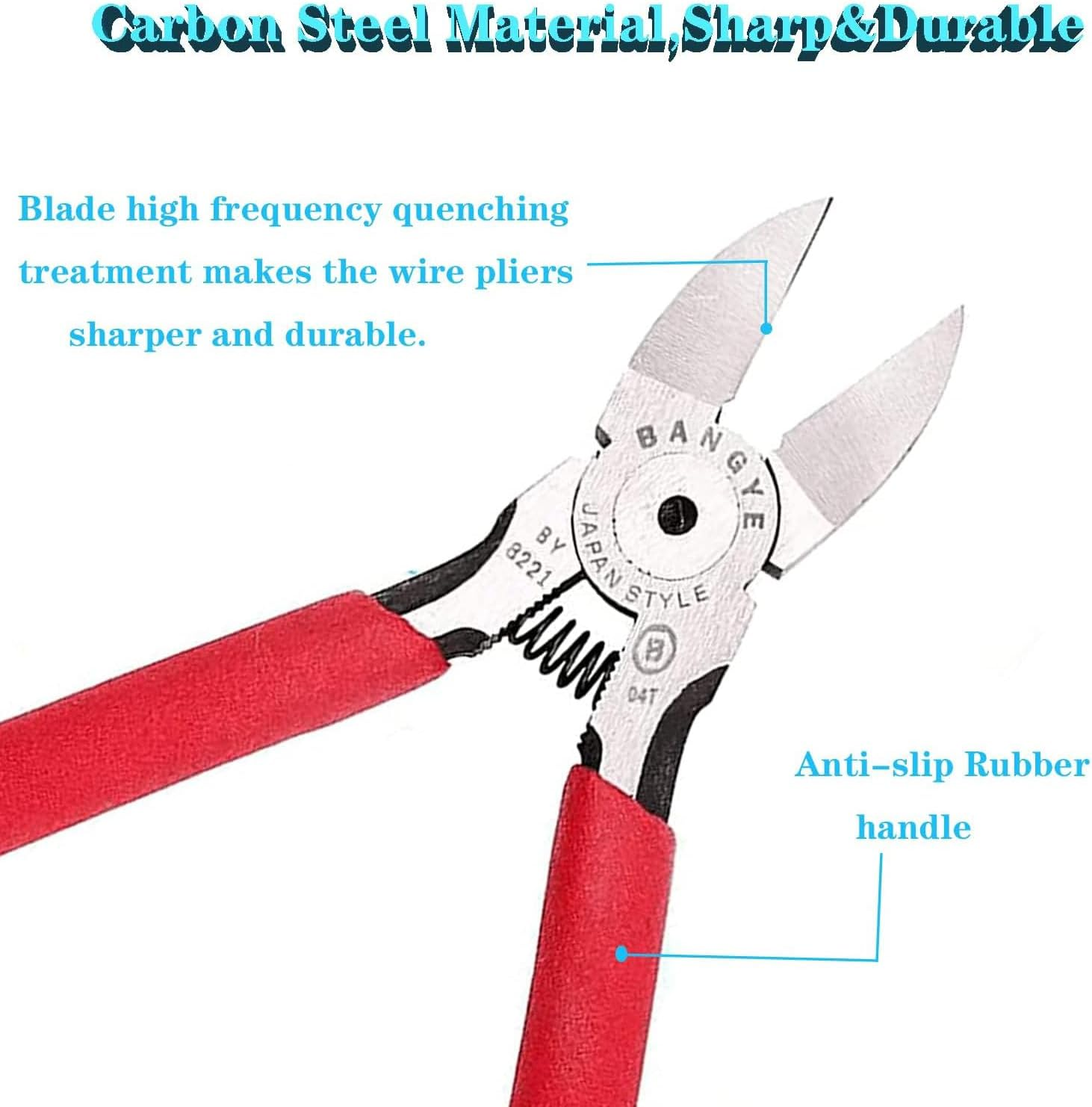 YUENTOEN Wire Cutter, 5 Inch Diagonal Cutter Plier, Ultra Sharp Side Cutting Nipper, Spring Loaded Flush Cutter for Cut Electrical, Jewelry, Crafting, Soft Wires and Plastics image number 1