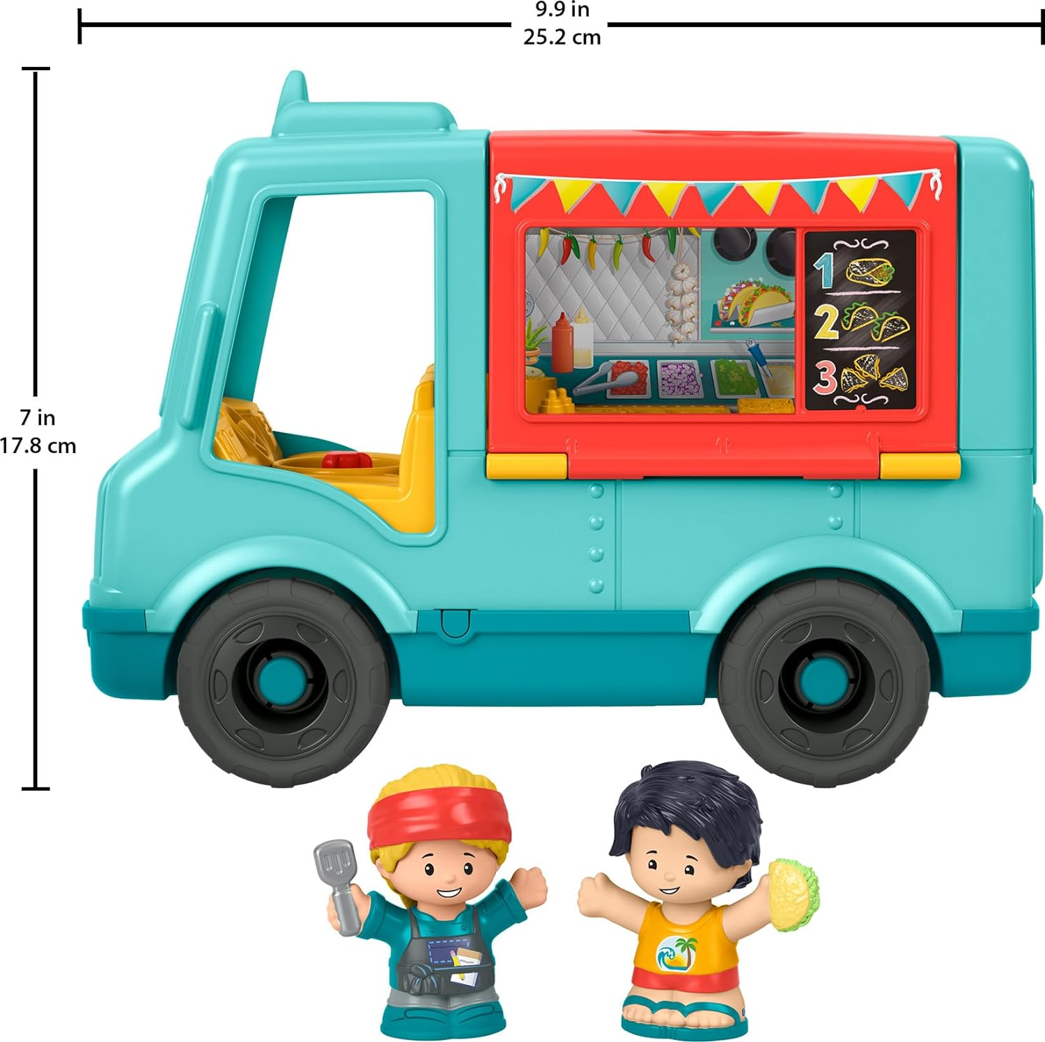 Fisher-Price Little People Musical Toddler Toy Serve It up Food Truck Vehicle with 2 Figures for Pretend Play Kids Ages 1+ Years image number 5