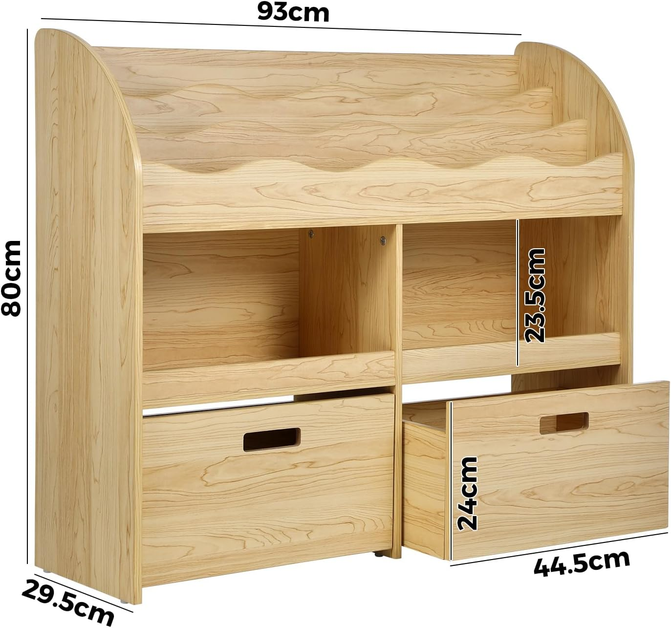 Oikiture Kids Storage Children Bookshelf Toy Storage Natural