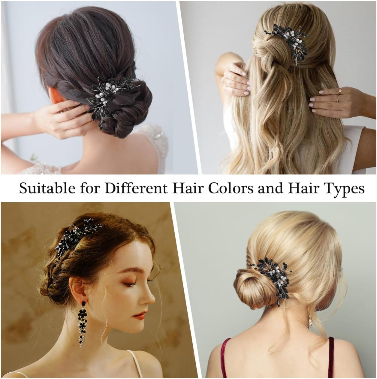 Iplusmile Black Rhinestone Hair Comb for Women Elegant Bridal Sparkling Side Comb Wedding Hair Accessories Fashion Accessory for Wedding Party image number 3