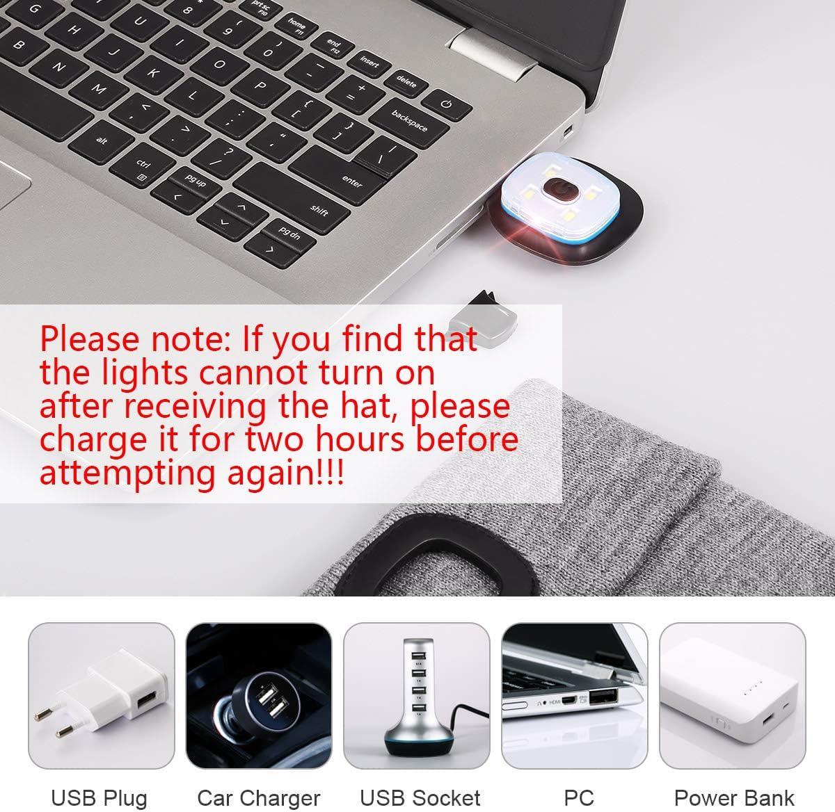 Beanie Hat with Light, Rechargeable USB LED Lighted Beanie Hat, Unisex Winter Warmer Knitted Hat for Night Walks, Fishing, Camping, Hunting - Dark Blue image number 5