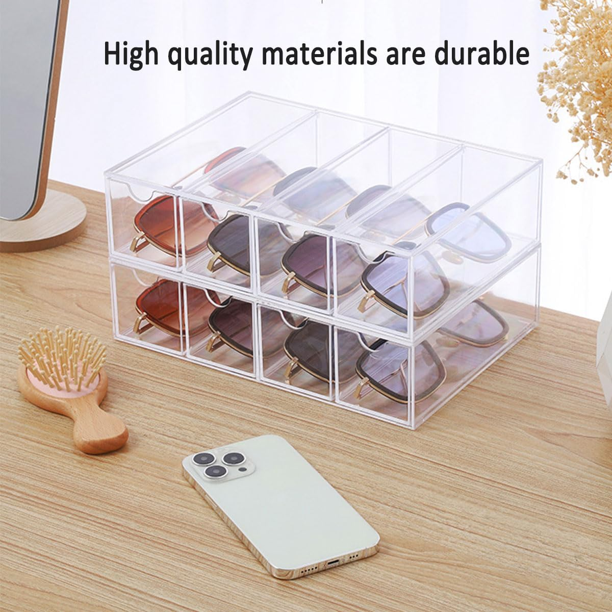 Jade Deals Stackable Acrylic Glasses & Sunglasses Display Box, Four - Layer Drawer Storage, 9.69&times;6.89&times;2.49 Inch, Dustproof & Versatile Organizer for Multiple Items image number 3