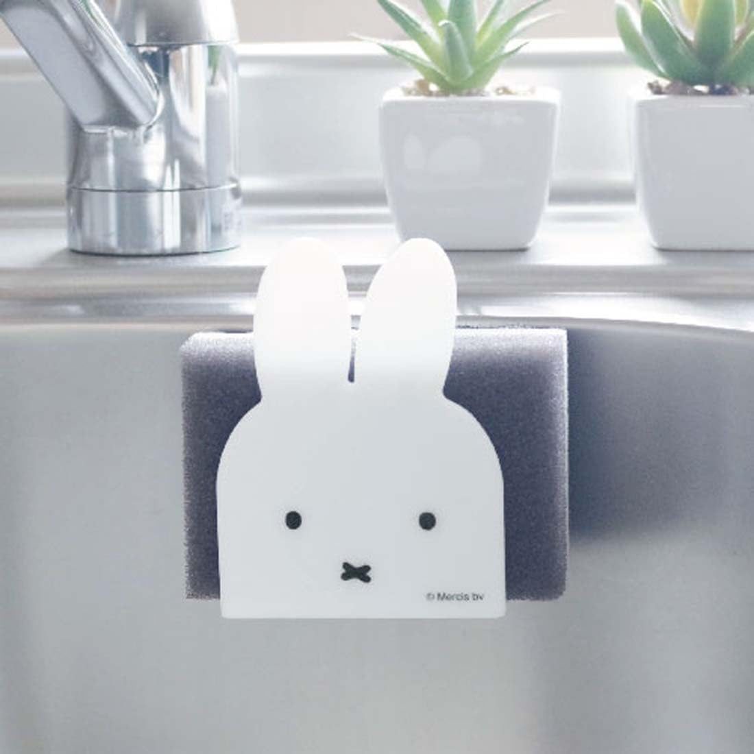Okato Miffy Magnet Sponge Holder Width 3.0 X Height 3.9 X Depth 2.0 Inches (7.5 X 10 X 5 Cm) image number 1