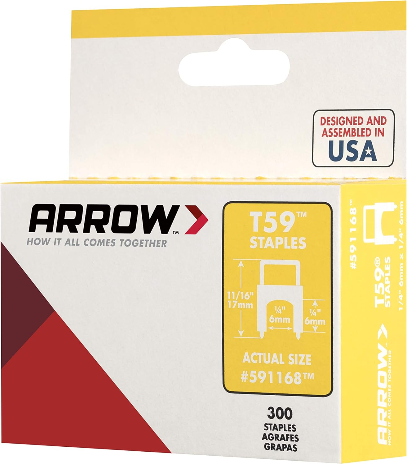 Arrow T59 Insulated Staples 300 Pack, (6 Mm) 1/4-Inch Leg Length, Clear image number 2