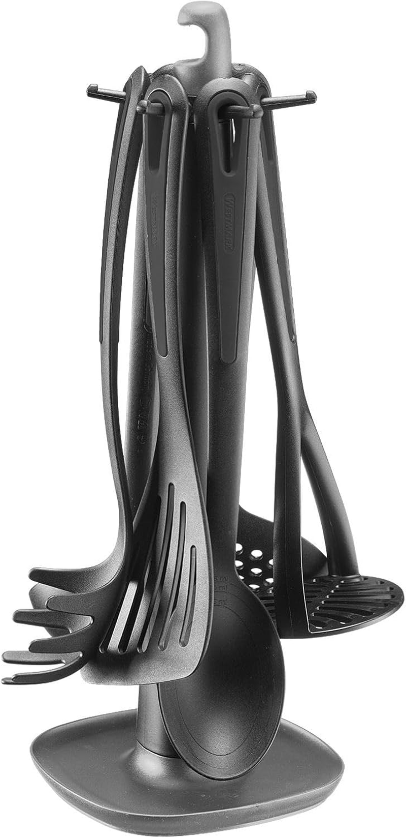 Rotating Stand for Kitchen Utensil Holder - Practical Kitchen Organiser for Hanging Spatula, Potato Masher, Whisk, Soup Ladle and More - 148 X 148 X 395 Mm