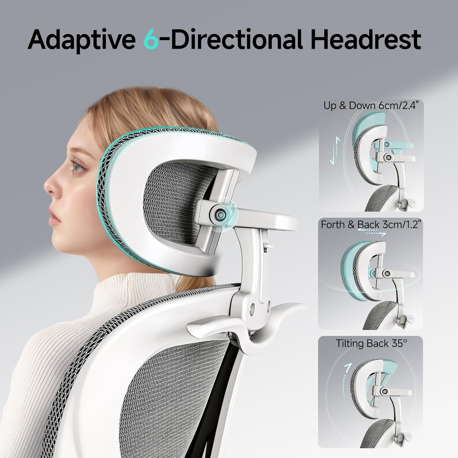 Ergonomic Chair with 3D Headrest, Office Chair with Coat Hanger, Gaming Chair with 2D Lumbar Support & Flip up Arms, Computer Chair Mesh Cushion & Backrest for Office, Study & Meeting, Grey image number 1