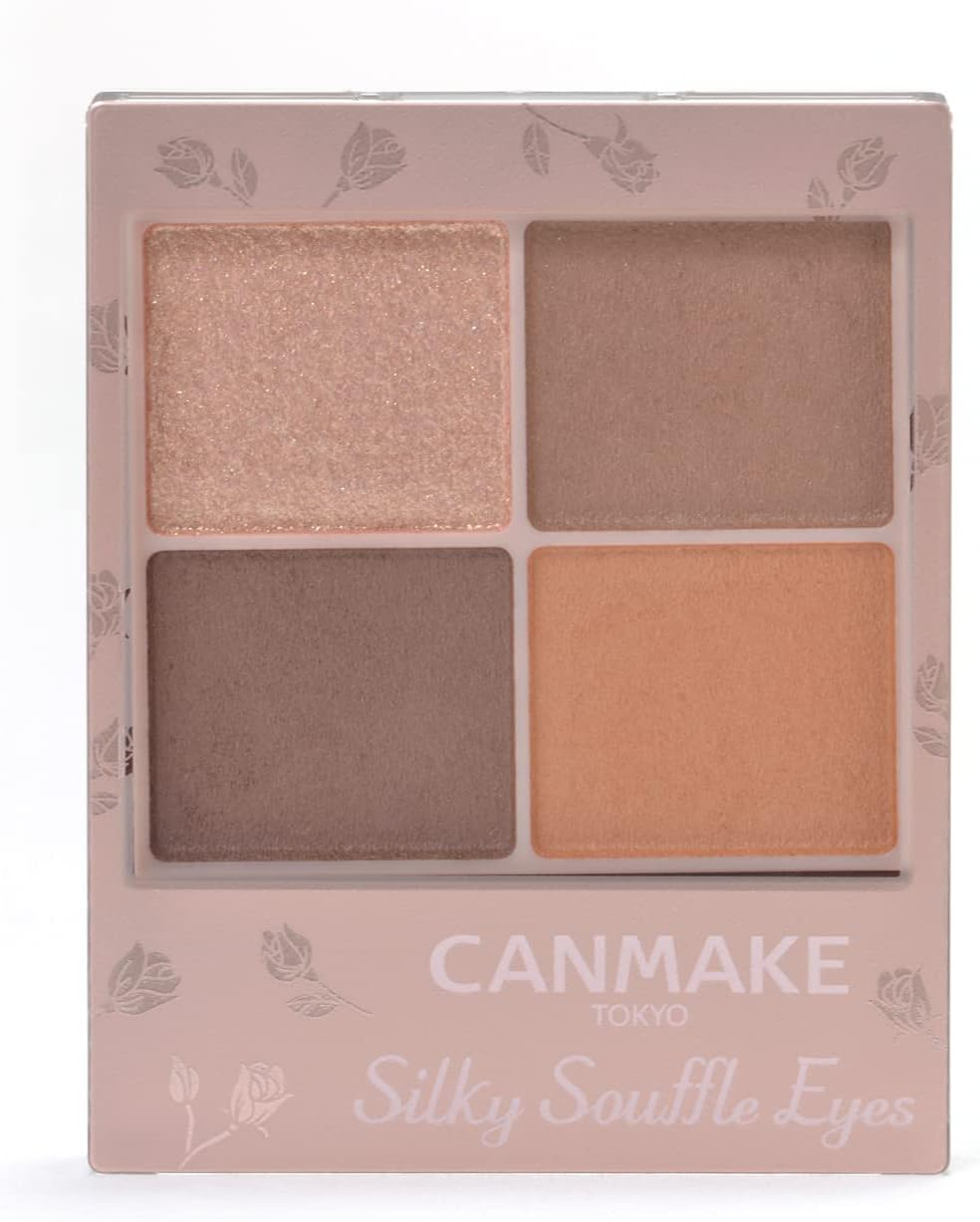 Canmake M01 Silky Flare Eyes (Matte Type), Sienna Wood Eyeshadow, Matte Eyeshadow, 4 Colors X 1