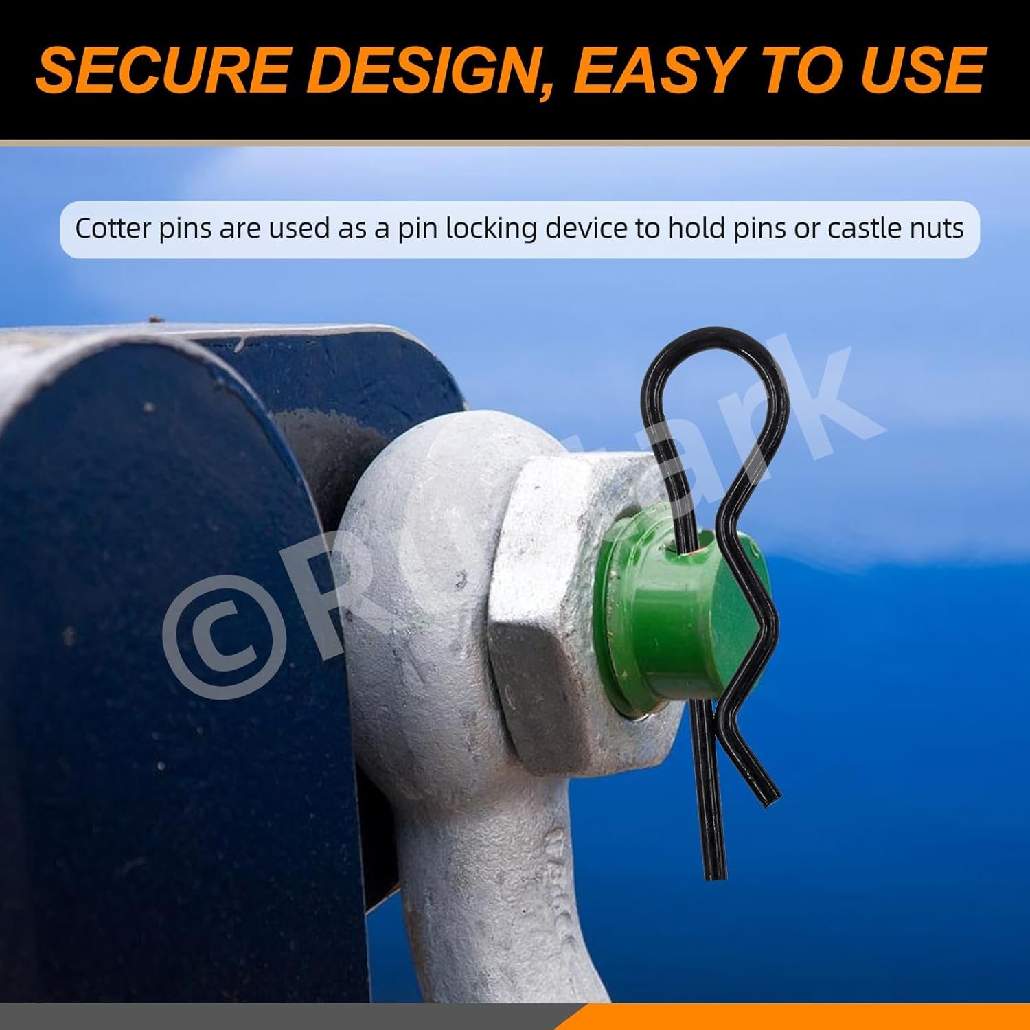 Rustark 100Pcs 16 Sizes M2 M3 M4 M5 M6 M8 M10 M12 Black Cotter Pin Hair Pin Clevis Pin Assortment Kit Zinc Plated R Clips Hair Pins Spring Pin Fasteners Hitch Pin Clips for Automotive Mechanics