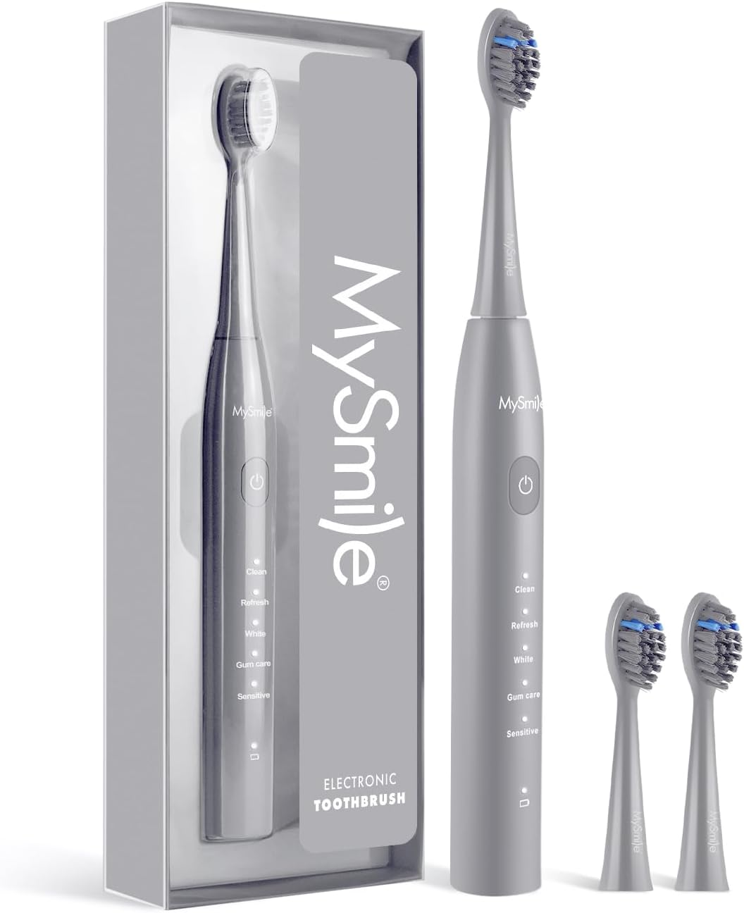 Mysmile DY156 Electric Toothbrush for Adults, Rechargeable Sonic Battery Toothbrush Portable with 3 Brush Heads, 2 Mins 5 Modes Smart Timer, 45000VPM, One Charge for 60 Days - Black
