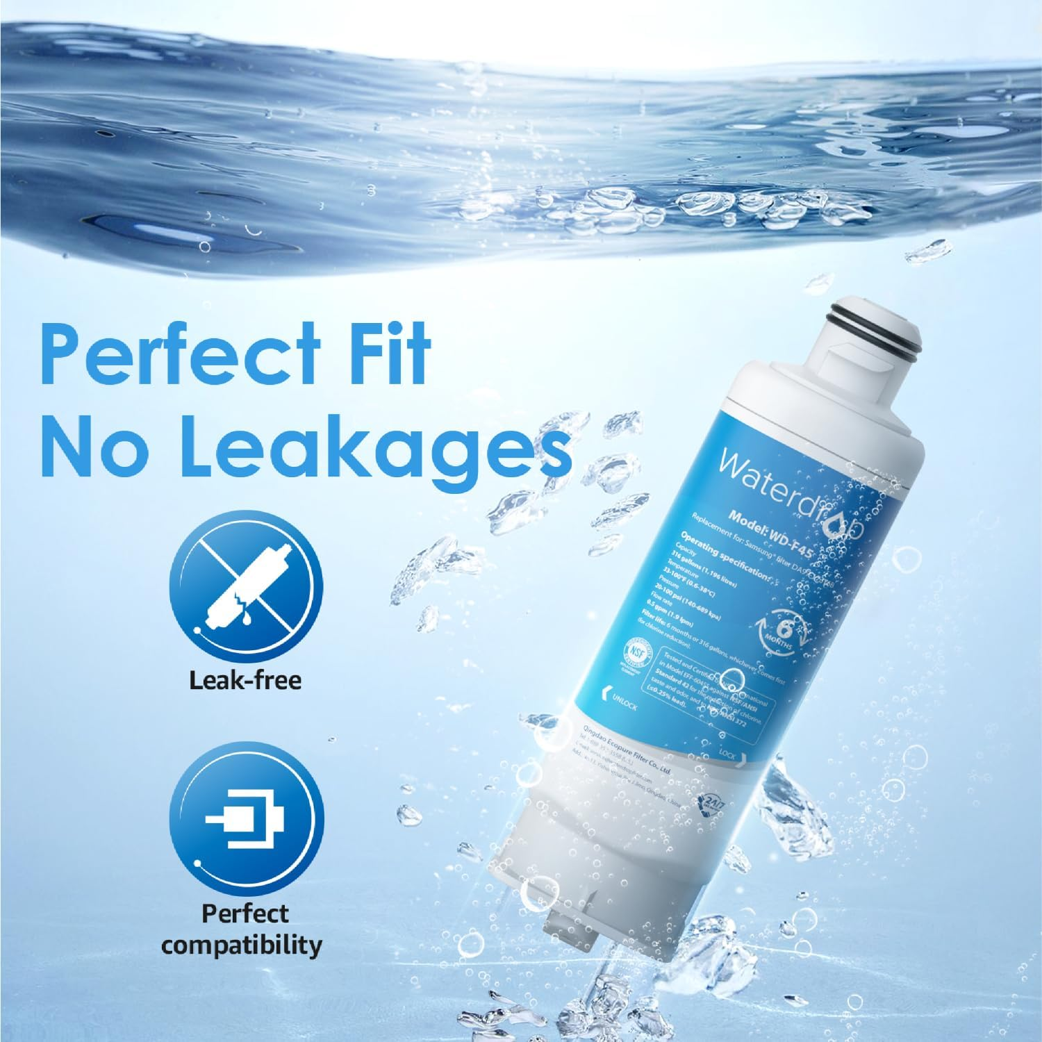Waterdrop Water Filter Replacement for Samsung&reg; Fridge Water Filter DA97-17376B, HAF-QIN, HAF-QIN/EXP, RF28R7201SR, RF28R7351SG, WD-F45, 3 Filters image number 1