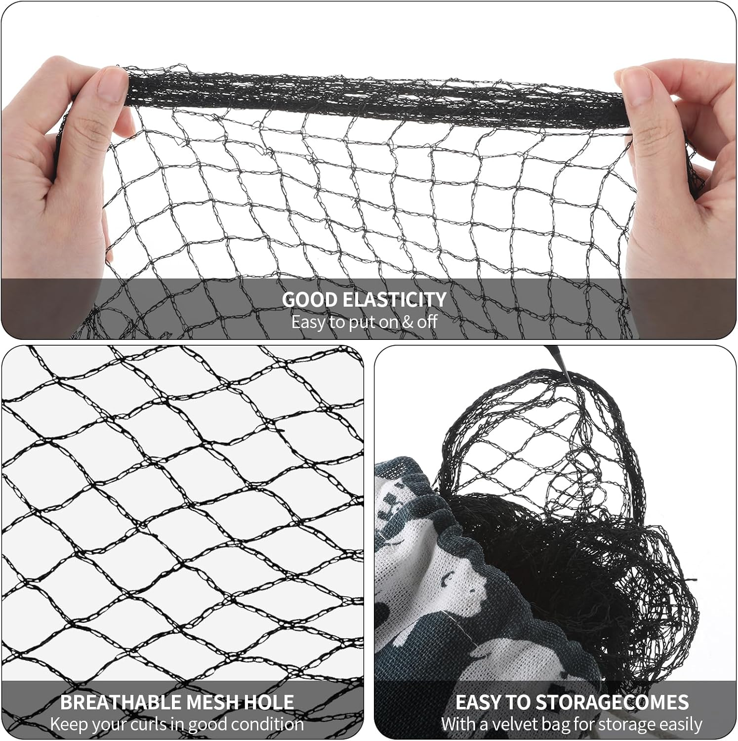 4-Piece Hair Net for Rollers, Triangular Mesh Women'S Hair Net for Salon Styling, Sleep Styling, Fixed Hairstyle,Hair Protection (Approx. 35.5 * 35.5 * 57 Inches) image number 5