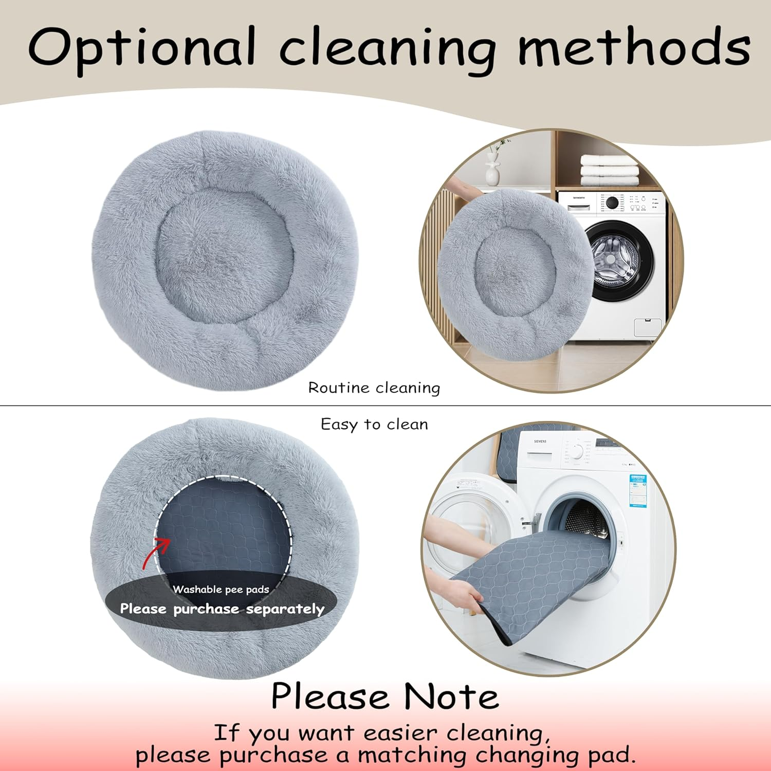 Calming Dog Bed, Plush Anti-Anxiety Donut Dog Bed for Small Medium Large Dogs, Warming Cozy Soft Cute round Washable, Marshmallow Cuddler Nest Pet Bed, Grey