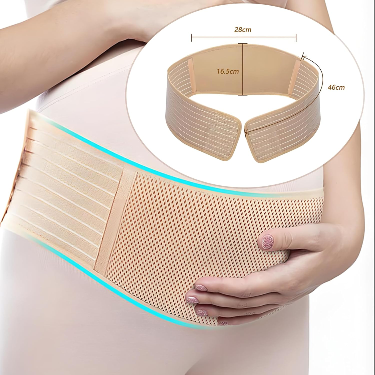 Checkzed Pregnancy Belt - Back Support Band for Maternity, All Stages of Pregnancy & Postpartum Belly Belt (Beige) - Gestation Belts Support for Mom Presents,Abdominal Binder image number 5