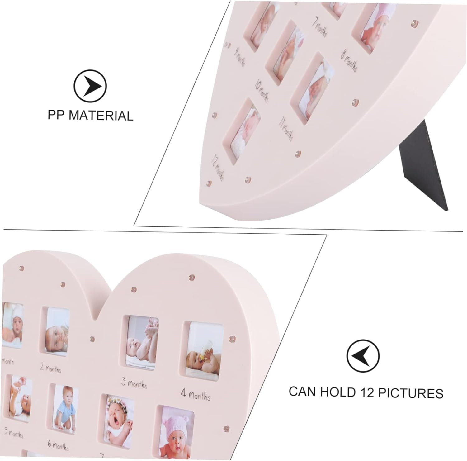 Growth Record Photo Frame for First Year Shape Design Keepsake for Year Old Boy image number 3