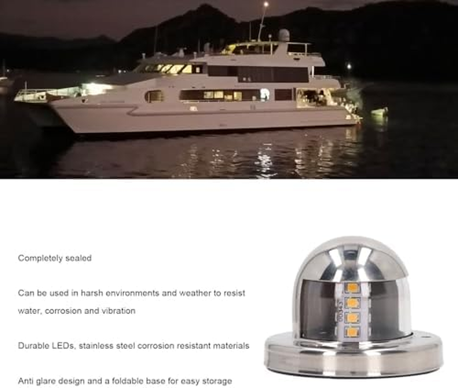 Round Navigation Light, IP66 Waterproof round White LED Marine Boat Light, Deck Light Navigation Transom Stern Cabin Lighting, 12V, Pontoon Fishing Boat Kayak Sailboat image number 6