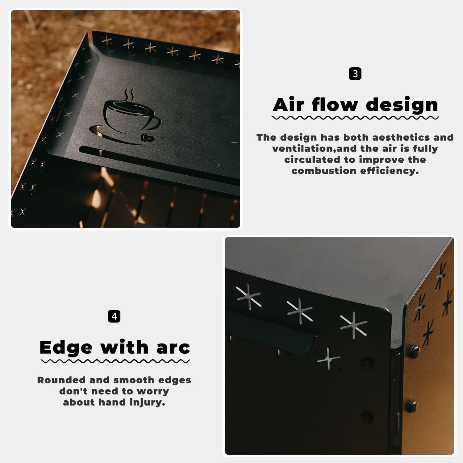 HIKEAMN Gas Stove Windshield - Folding Camping Stove Windshield Cooker Windscreen with a Storage Bag for Camping,Hiking,Picnic,Cooking（Black） - Black image number 6