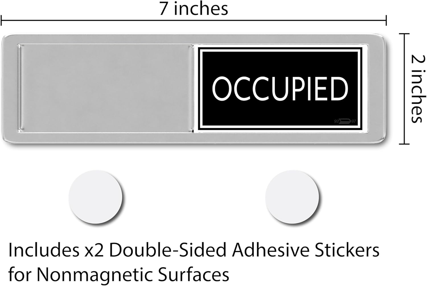 Black & White Vacant Occupied Office Sign for Bathroom Door - Privacy Sign for Home, Office Restroom, Business or Restaurant - 7X2 Inches - Black  White image number 6