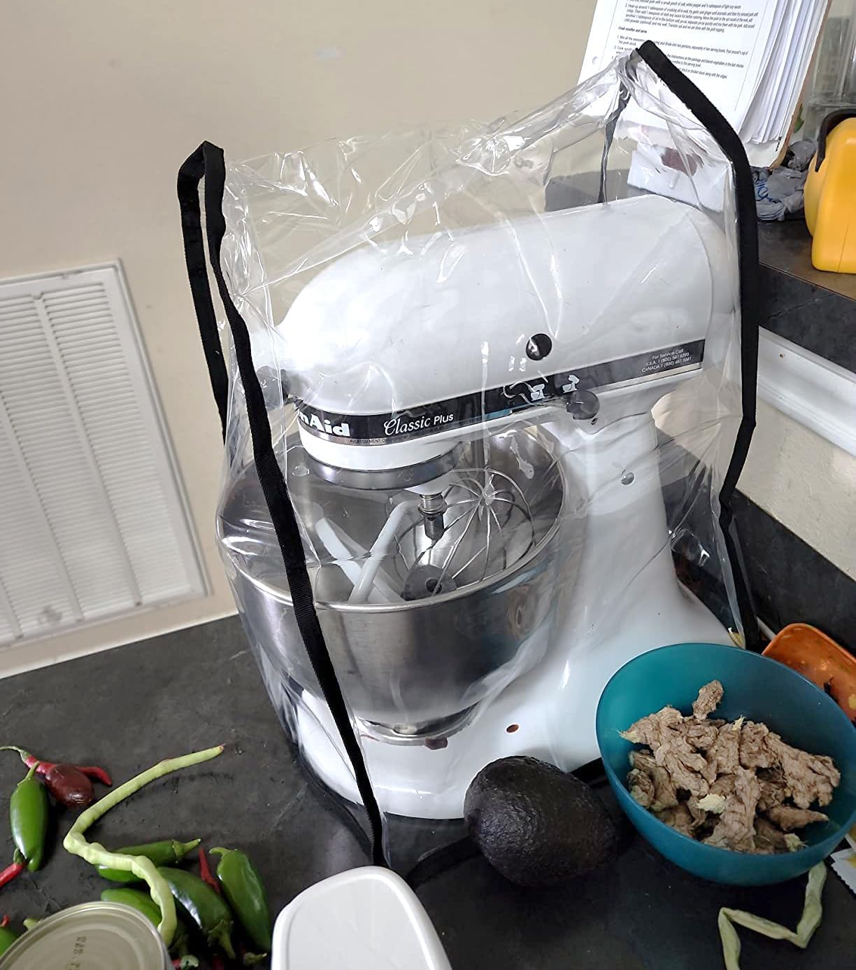 Transparent Cover for Kitchenaid Stand Mixer, Large Size Covers with Organizer Bag Compatible 4.5-6 Quart Kitchenaid Mixer, Fits All Tilt Head & Bowl Lift Models(Clear) - Red/4.5-6 Quart image number 3