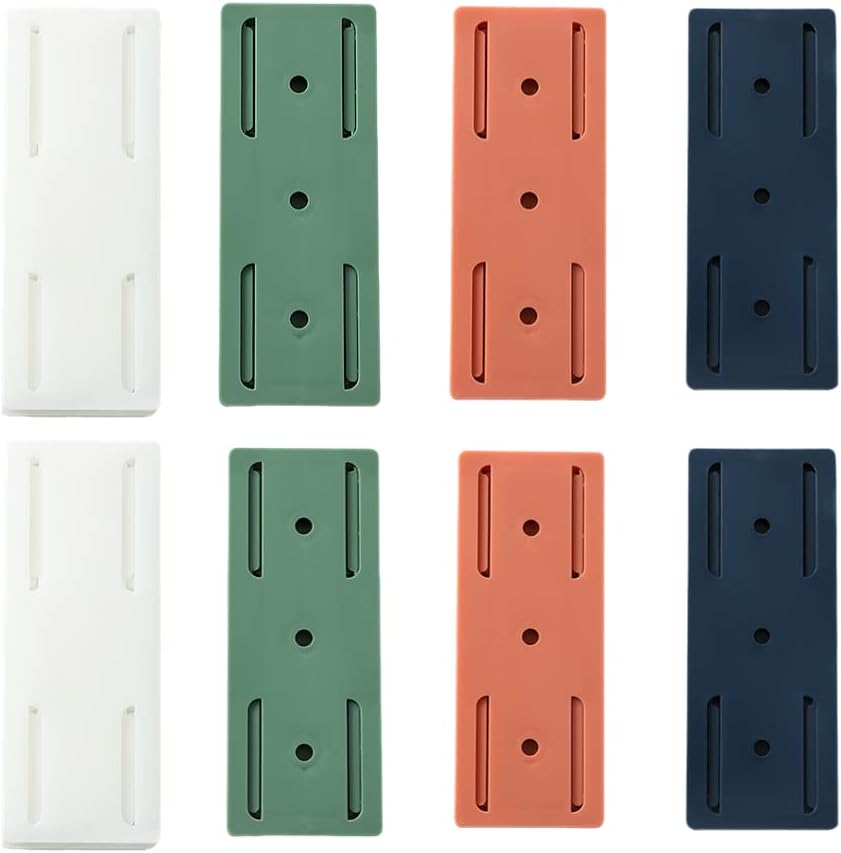 Poemtian Adhesive Punch-Free Socket Holder Power Strip Holder Fixator Desktop Mobile Plug-In Socket Fixer Bracket Stand for Kitchen Home Office (8PCS)