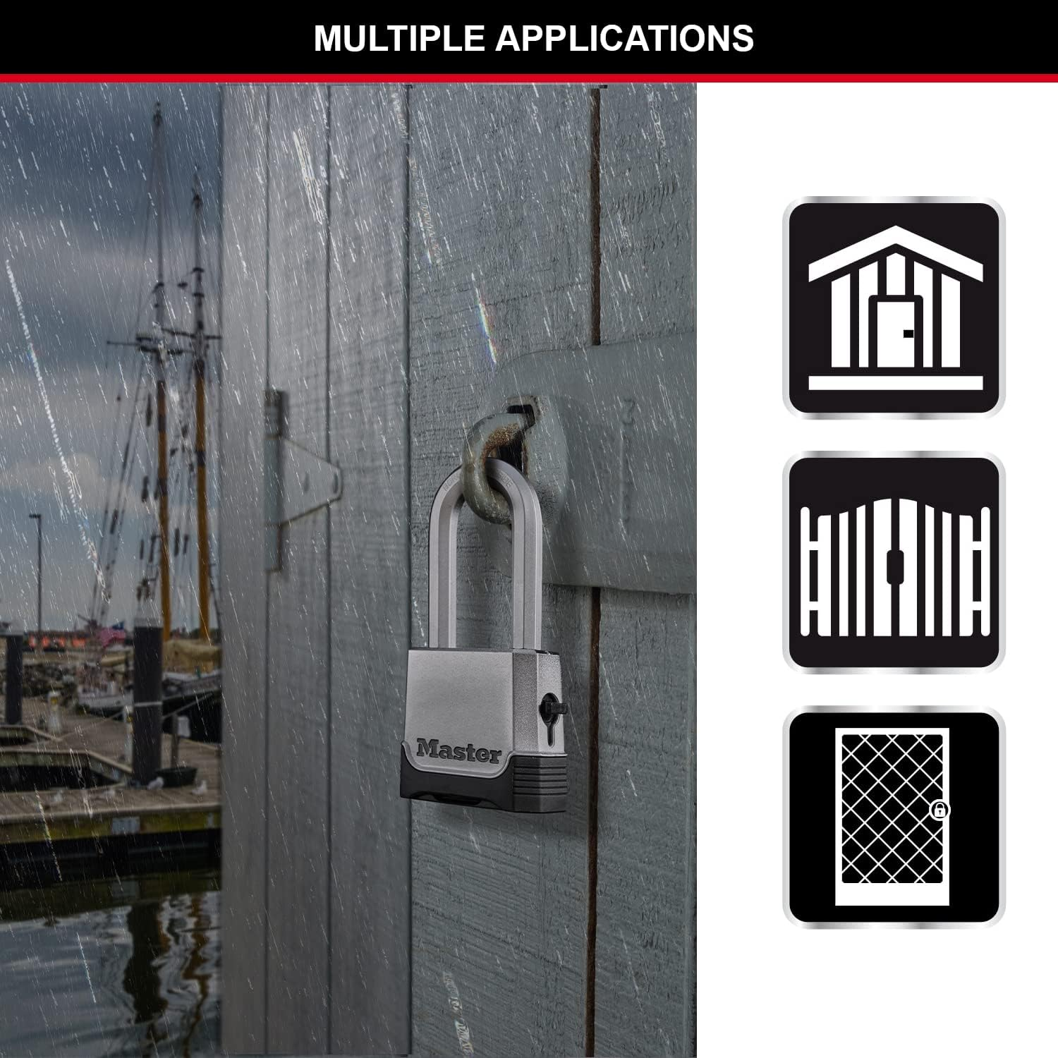 MASTER LOCK Heavy Duty Padlock [Key or Combination] [Zinc] [Xlong Shackle] [Outdoor] M176EURDLH - Best Used for Storage Units, Sheds, Garages, Trailers and More image number 2