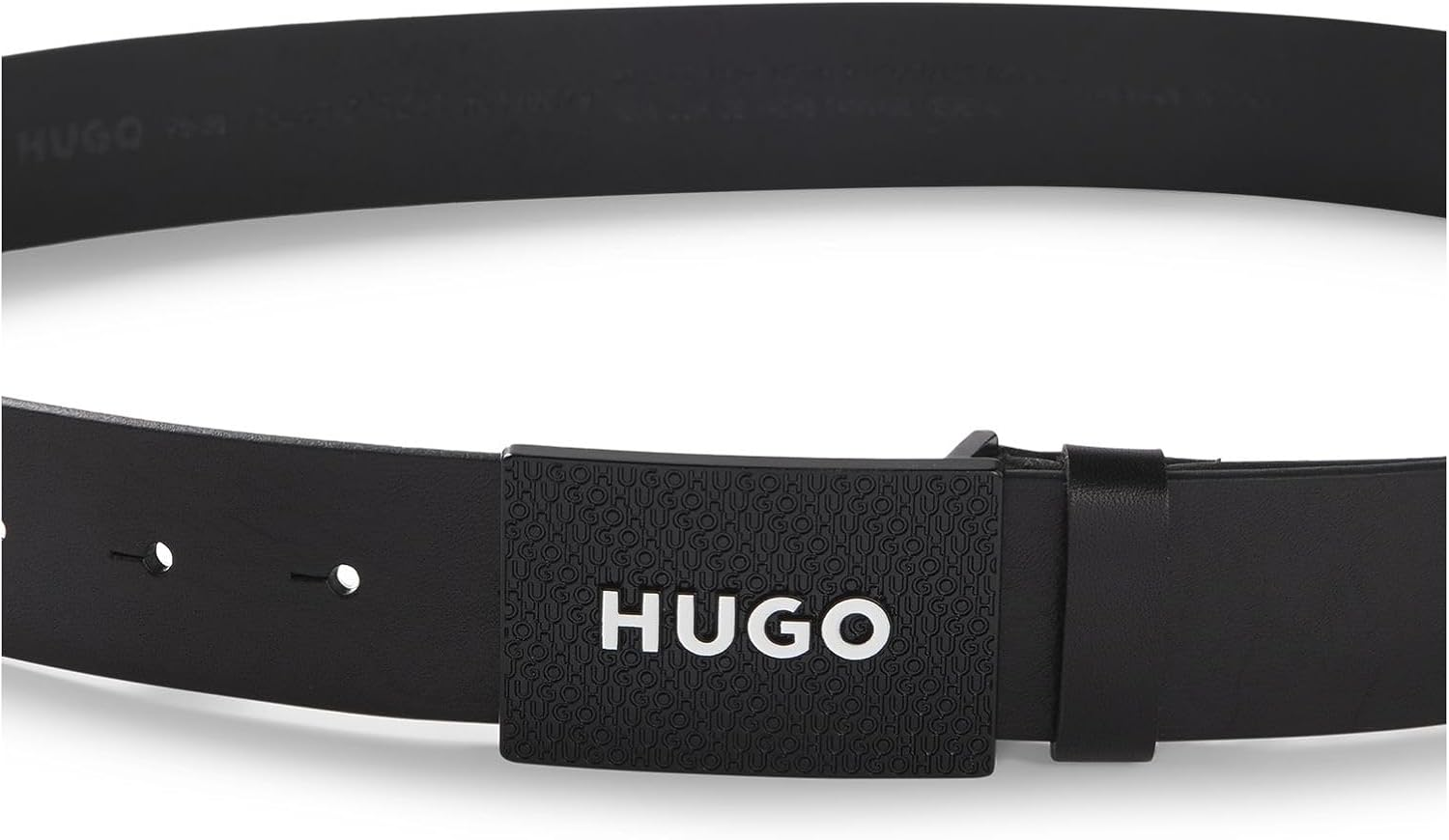 HUGO Men'S Gilao-Z Sz35 Matte Leather Belt with Logo Buckle image number 2