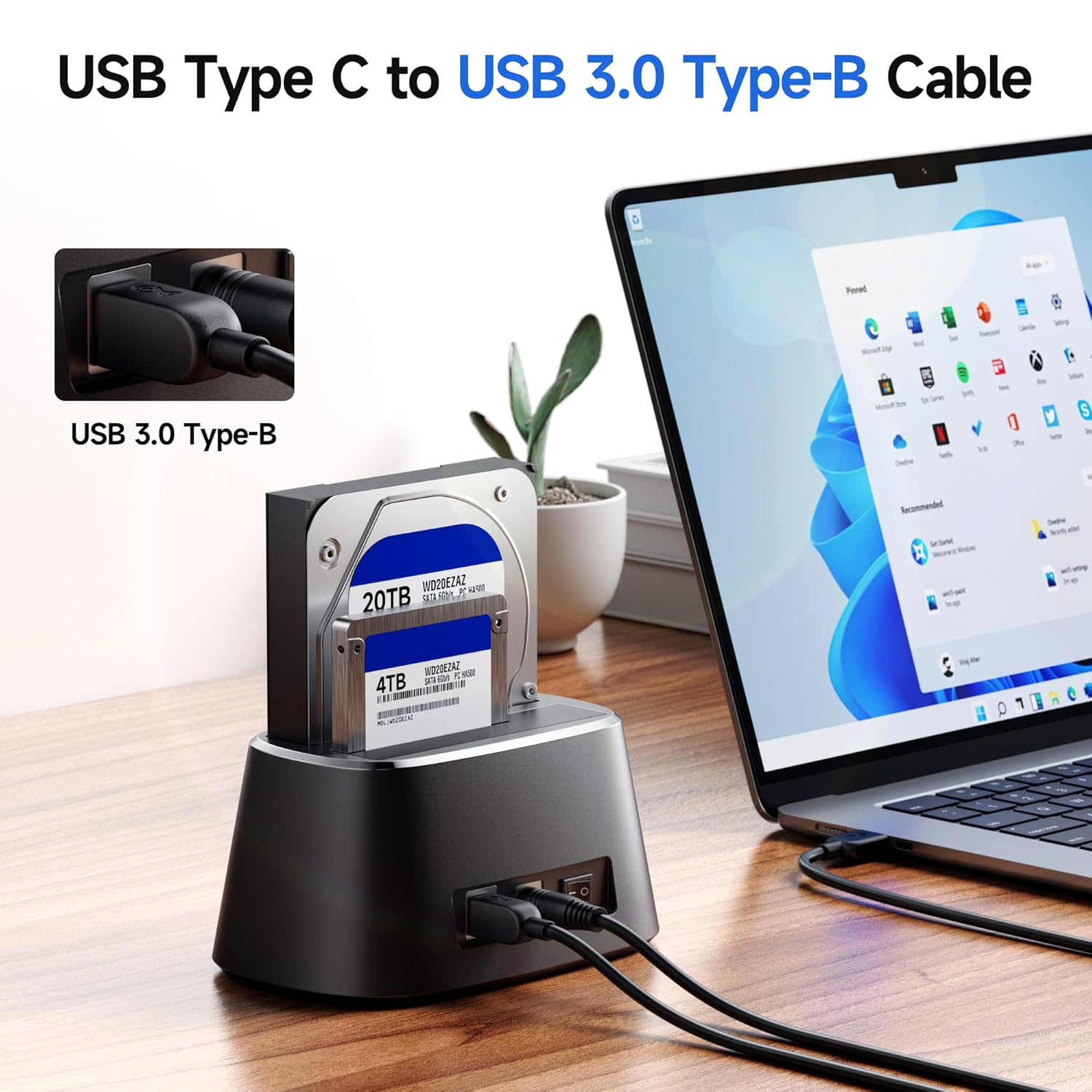 Cable Matters USB C to USB B 3.0 Cable - 2M, USBB to USBC Cable with Type-B 3.0 Connector, Black image number 6