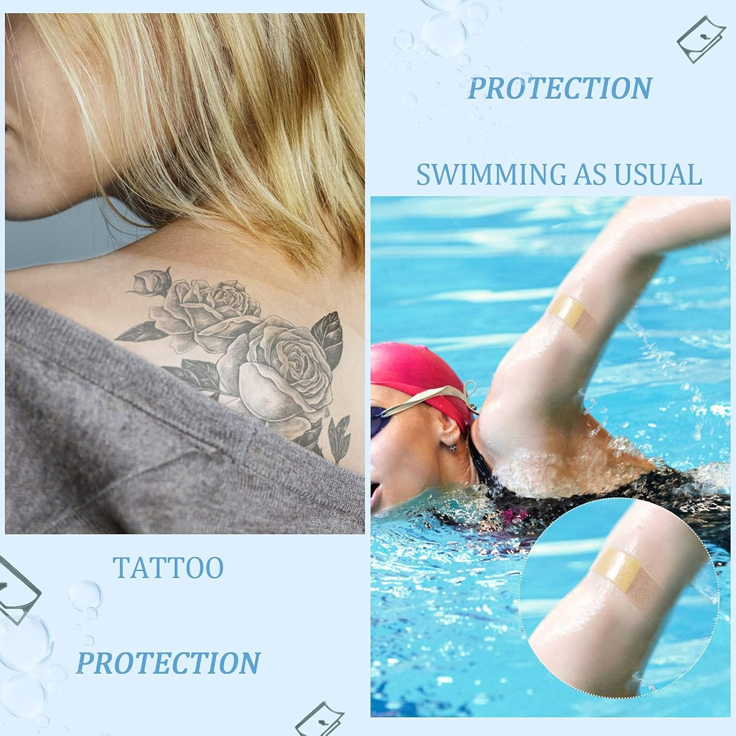 Transparent Stretch Adhesive Bandage, 5.9 Inch X 11 Yard - Waterproof Clear Film Dressing Bandages, Tattoo Bandages Shower Shield Dressing Tape for Tattoos Swimming Showering