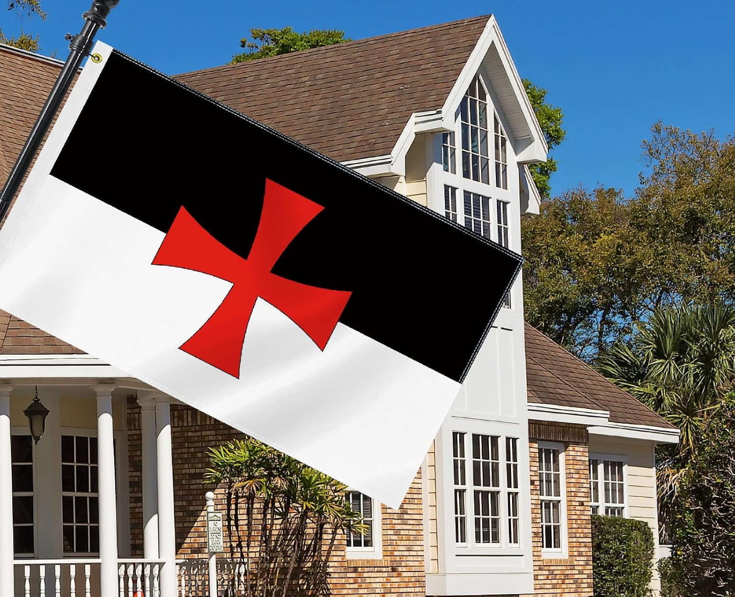 Large 3&times;5 FT Knight Templar Battle Flag, Big 75D Roman Catholic Church National Outdoor Banner,Decorgarden with Brass Gromment image number 1