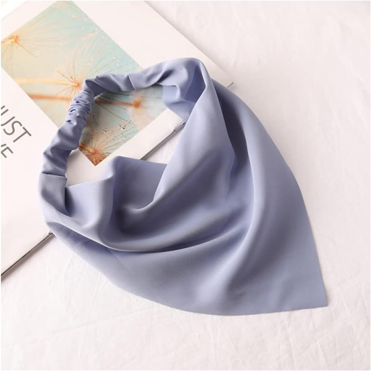 Jjiaolinin Head Scarf, 5 PCS Boho Triangle Headbands Pure Color Chiffon Head Kerchief Hair Bandanas Wide Turban Hair Scarfs Elastic Hair Band, for Women and Girls image number 4