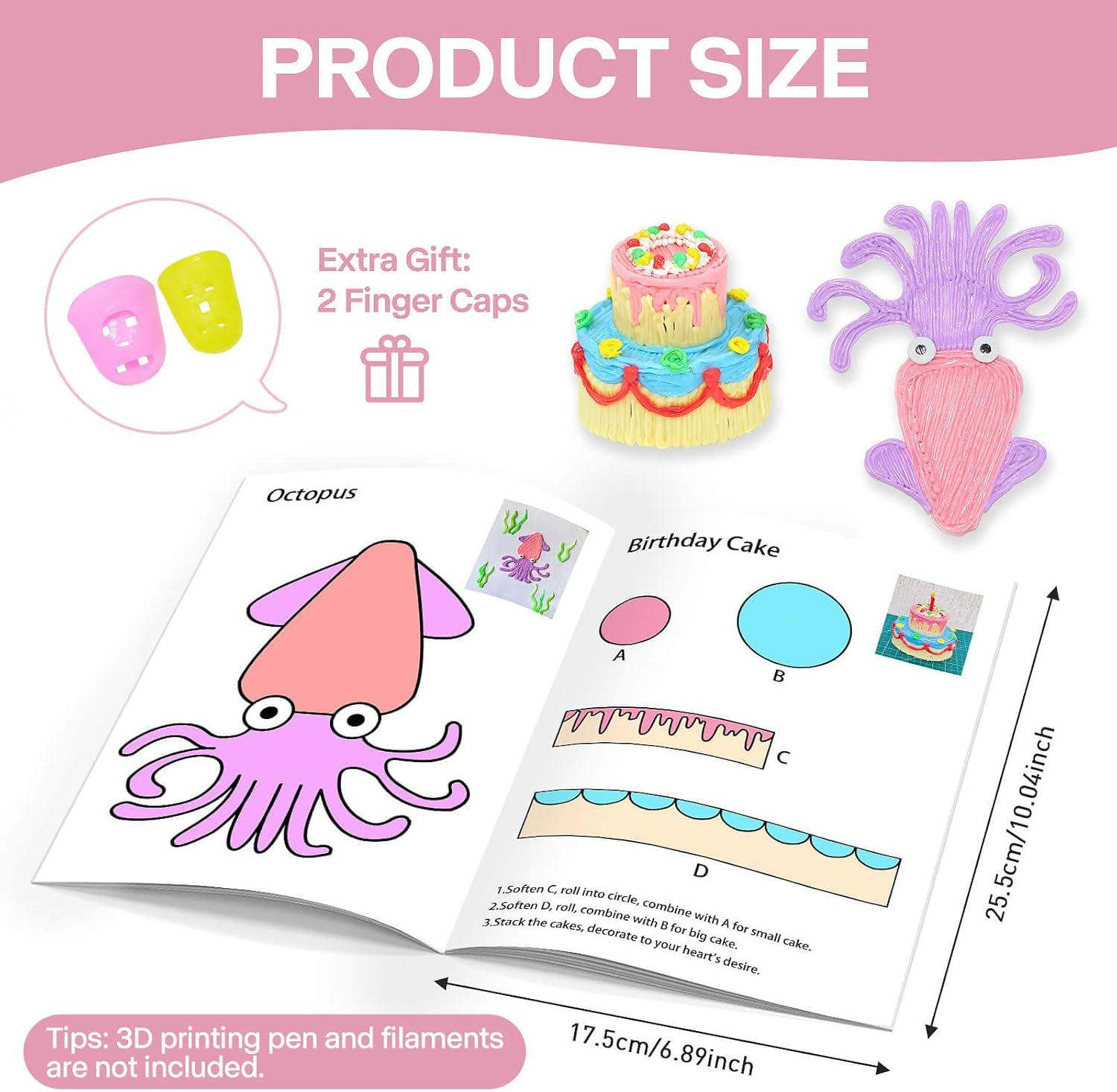 3D Pen Printing Drawing Book, Reusable Colorful Thick Paper Template with a Temperature Resistant Transparent Board, 40 Original Patterns Painting Graffiti Copy Book for Kids DIY Gift image number 5