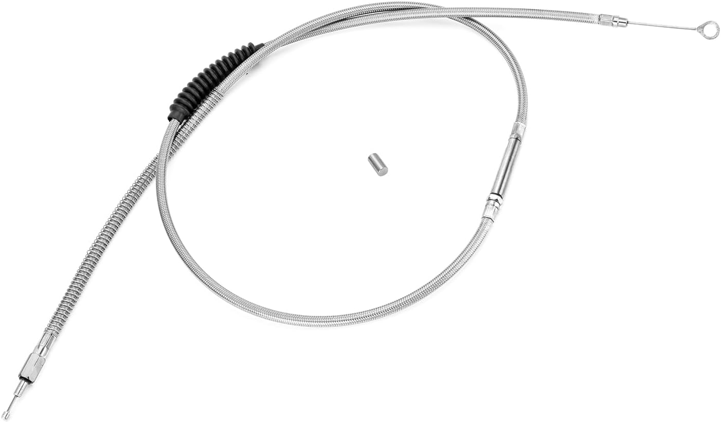 Mofun 68 11/16" Stainless Steel Braided Extended Length Clutch Cable Compatible with Harley Softail Electra Glide Road Glide Road King Street Glide, Fit Dyna 1991-2005, Chrome image number 3