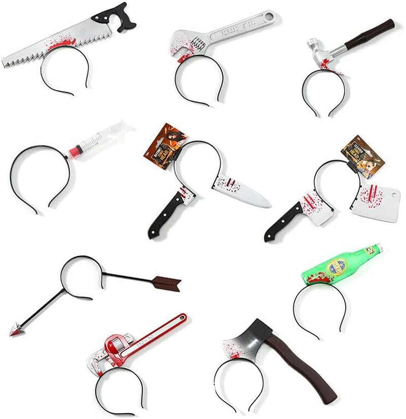Boolavard Halloween Hair Hoop Horror Blood Fake Ax Saws Knife Gothic Headband Prop Decor image number 5