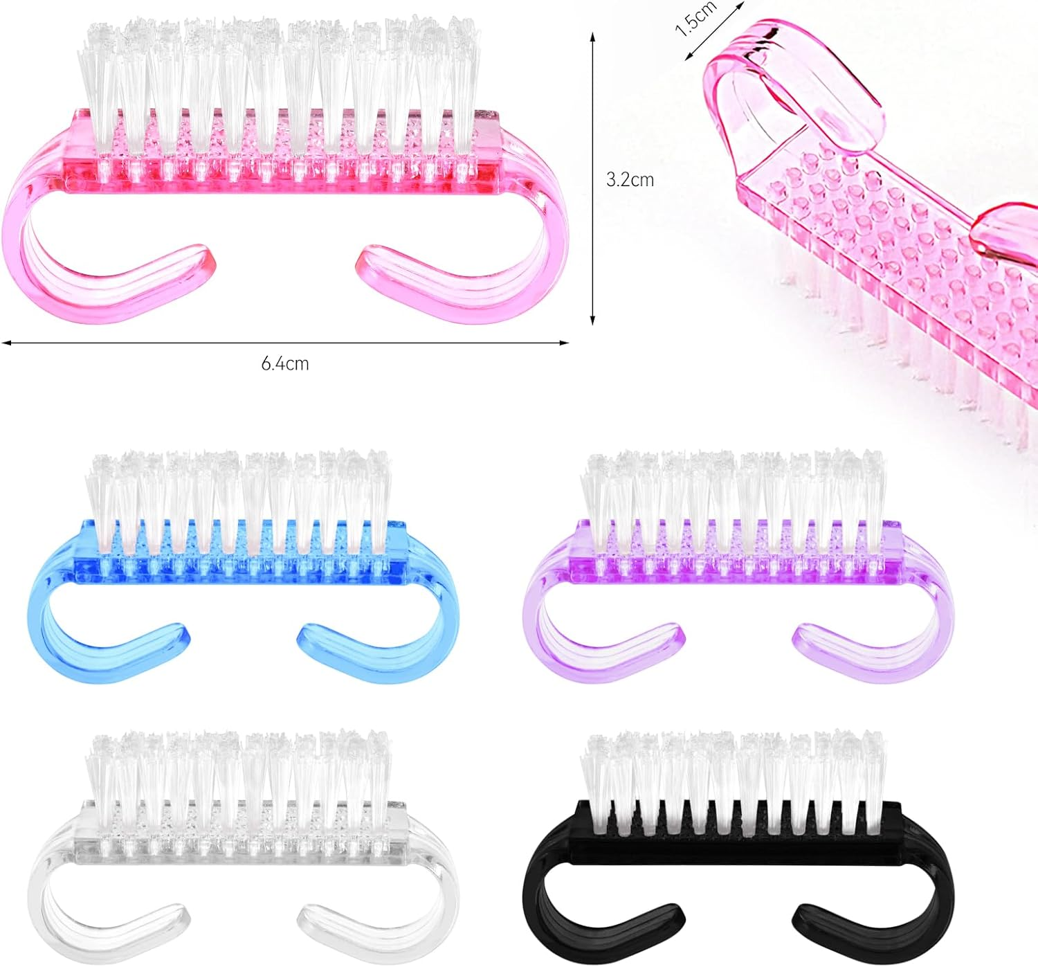 4 Pack Handle Grip Nail Brush,Hand Fingernail Scrub Cleaning Brushes for Toes and Nails Cleaner (Clear)