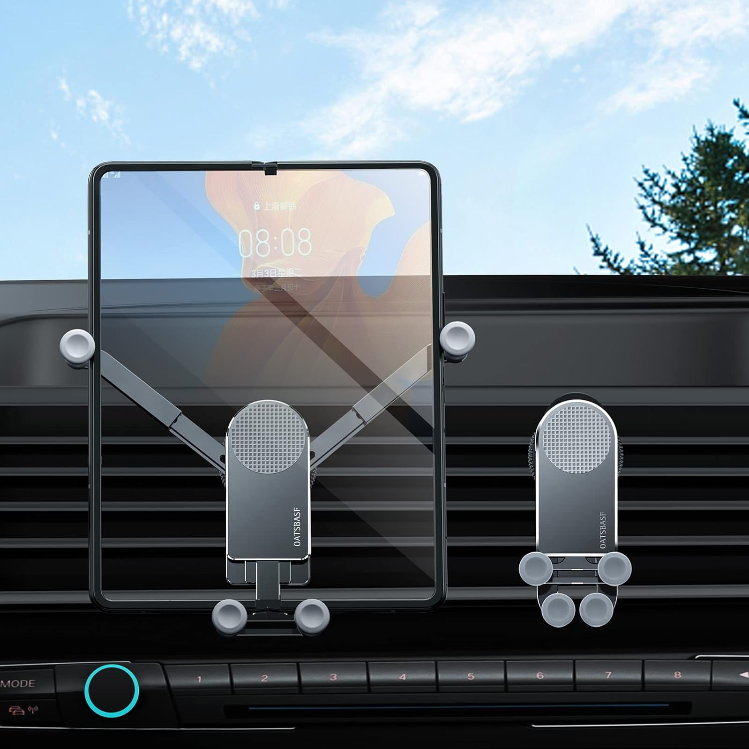 Xuenair Amazing Z Fold Car Mount Universal Car Mount Aluminum,Vent Samsung Z Fold 3 Car Mount for Galaxy Z Fold 4 3 2[Without CASE] S21 S20 Iphone 13 Pro Max 4.7-8" Phones-Black