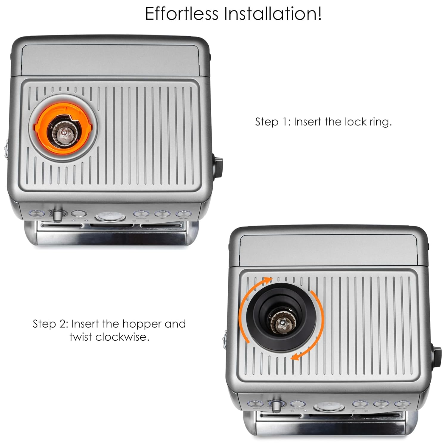 Single Dose Hopper with Silicone Bellows and Anti-Popcorning Weight | Compatible with Breville Barista Express, Pro, and Touch | Black image number 1