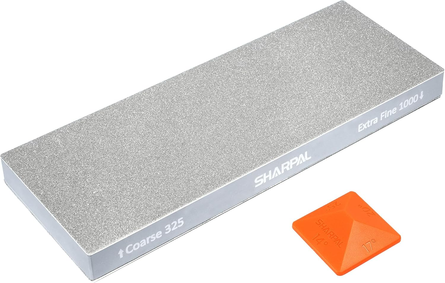 SHARPAL 168H Large 8" X 3" Dual-Grit Diamond Sharpening Stone &ndash; Coarse 325 & Extra-Fine 1000 Grit Monocrystalline Diamond Whetstone, Professional Knife Sharpener with Anti-Slip Pad and Angle Guide